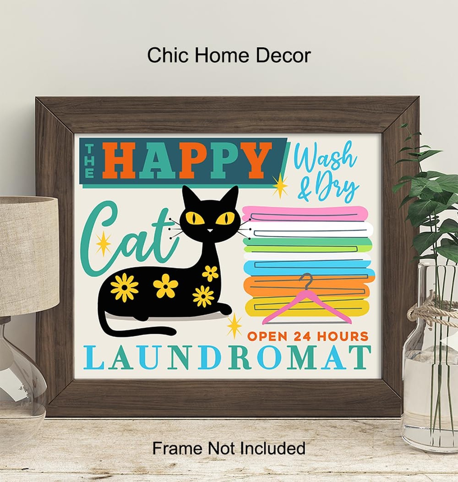 Mid Century Laundry room Decorations – Laundry room Wall Decor, Cute Cat Wall…