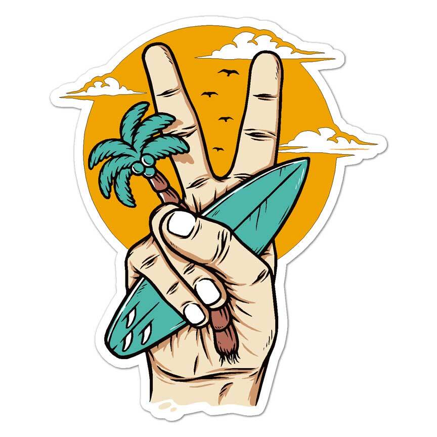 Surfer Surf Peace, Vinyl Decal Sticker, Indoor Outdoor, 3 Sizes, #8062