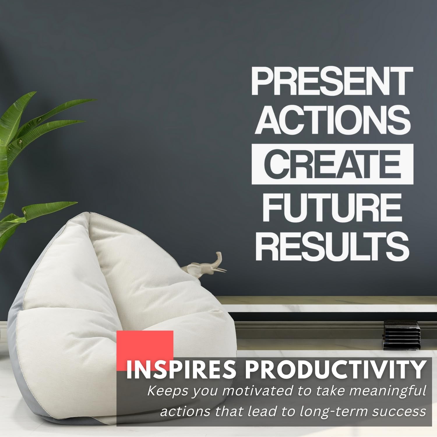 – Present Actions Wall Decal – Motivational Sticker Quote, Inspirational Viny…