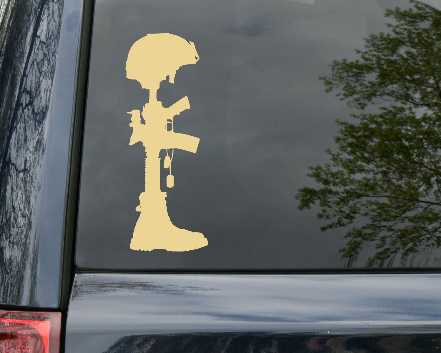 Fallen Soldier Vinyl Decal – Never Forget Battle Cross Honor – Die Cut Sticker