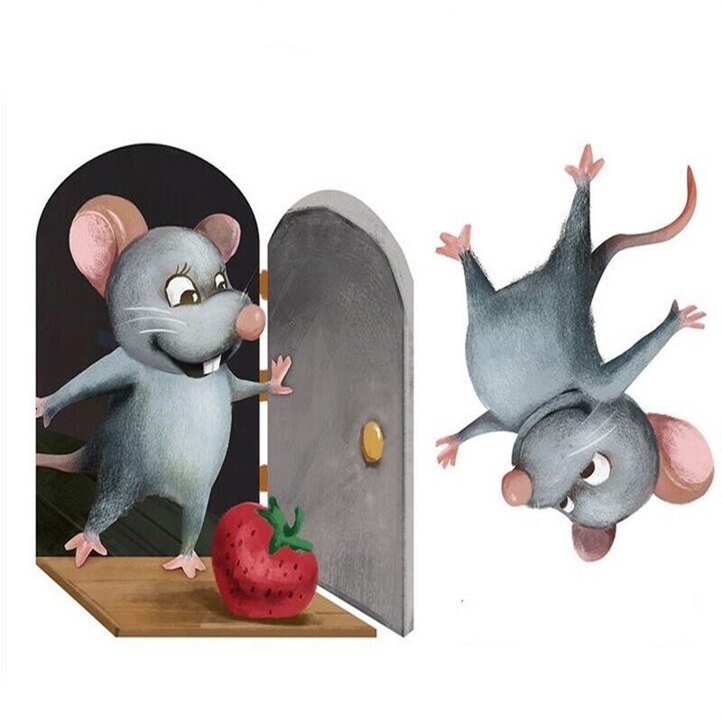 3D Mouse Hole Realistic Wall Sticker Cartoon Decal Fun Art Kids Vinyl Home Decor