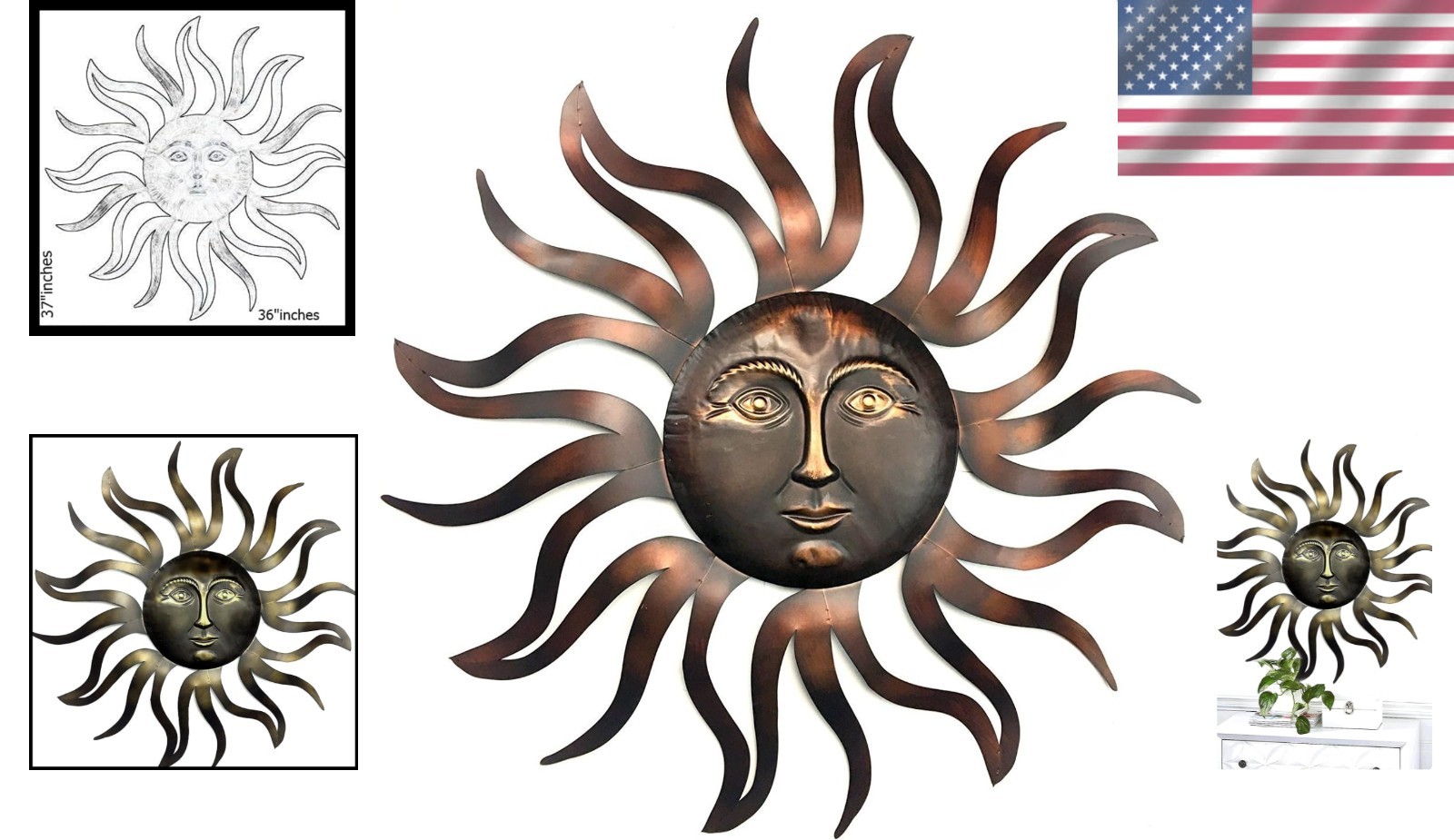 Modern Sun Metal Wall Decor Indoor Outdoor Sculpture