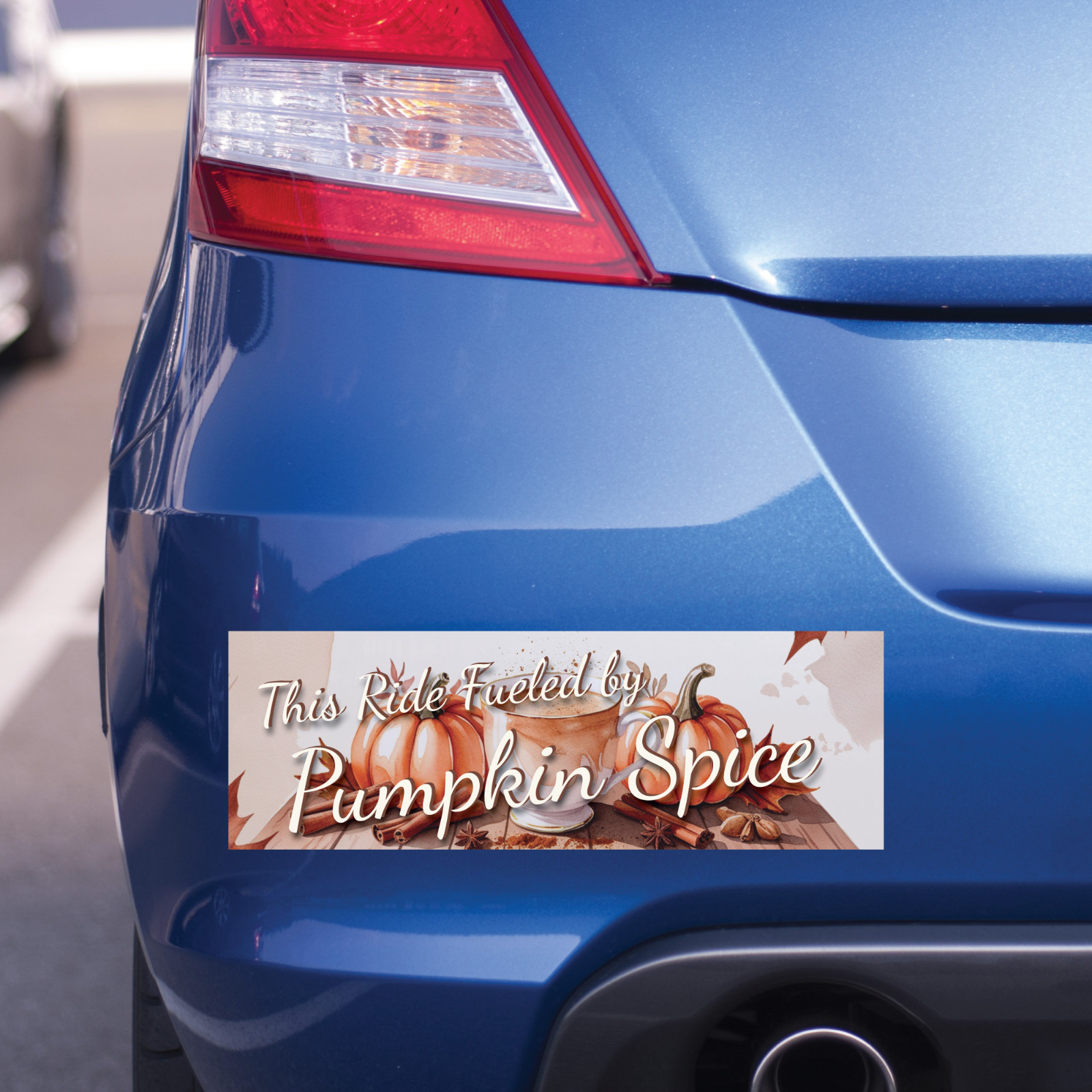 Fueled by Pumpkin Spice – Funny Fall Bumper Sticker or Magnet – 2025 Autumn Car