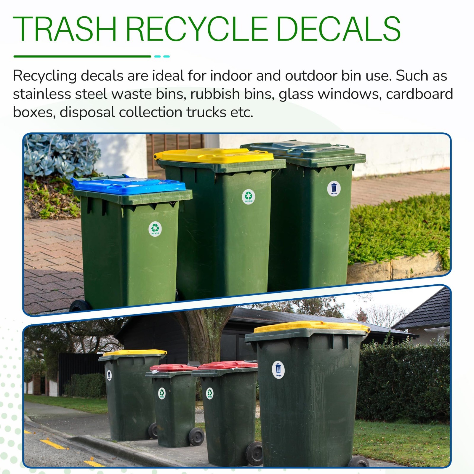 40 Waterproof Trash & Recycle Stickers for Outdoor Bins – Garbage Sorting Decals