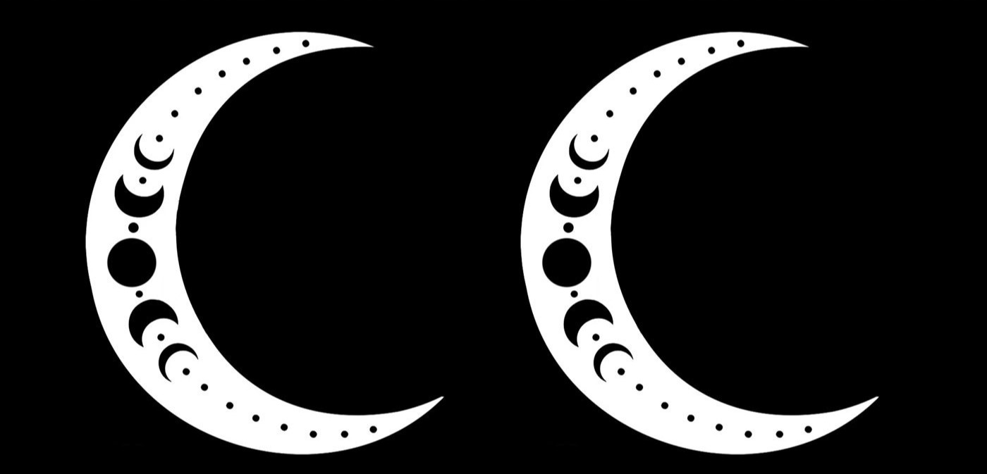Moon Phases on a Moon Two Pack 5" White Vinyl Decal Vehicles Windows