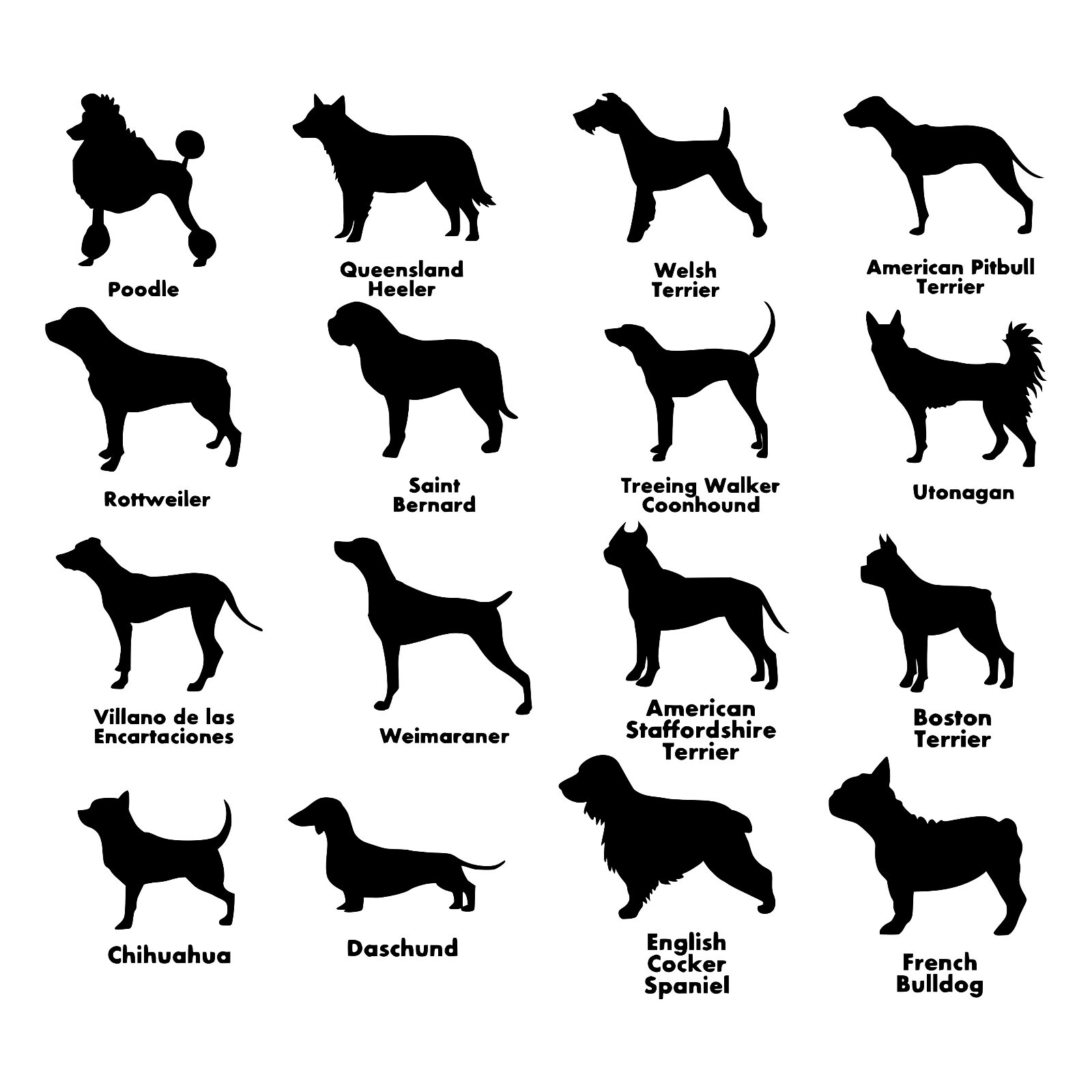 Dog Silhouettes vinyl decal – 61 breeds to choose from | add your pet's name