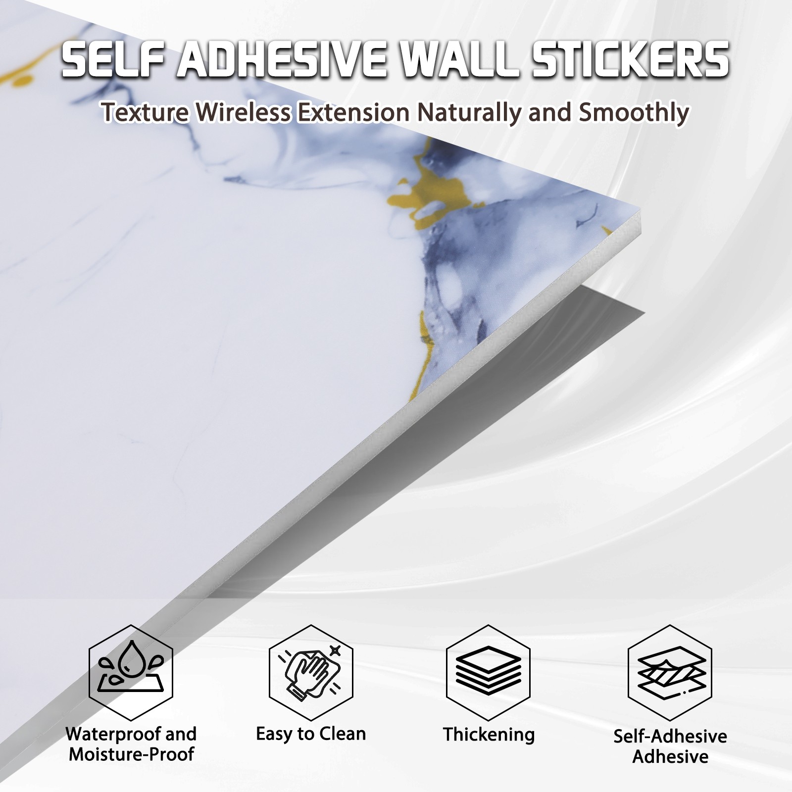 11.8in Peel and Stick Marble Wall Tile Waterproof Self Adhesive Bathroom Decor