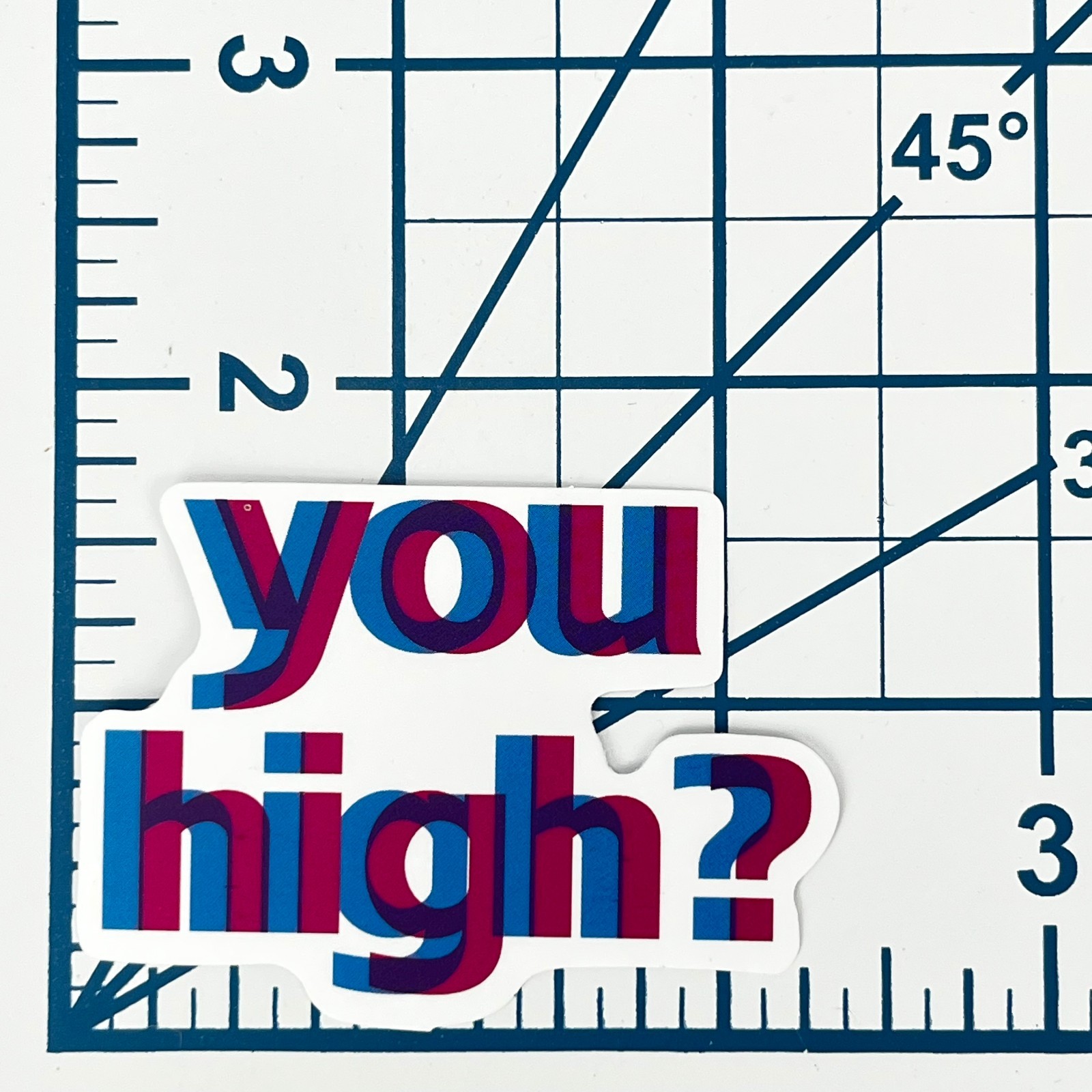 You High Vinyl Sticker Trippy Glitch Text Retro Aesthetic Laptop Water Bottle
