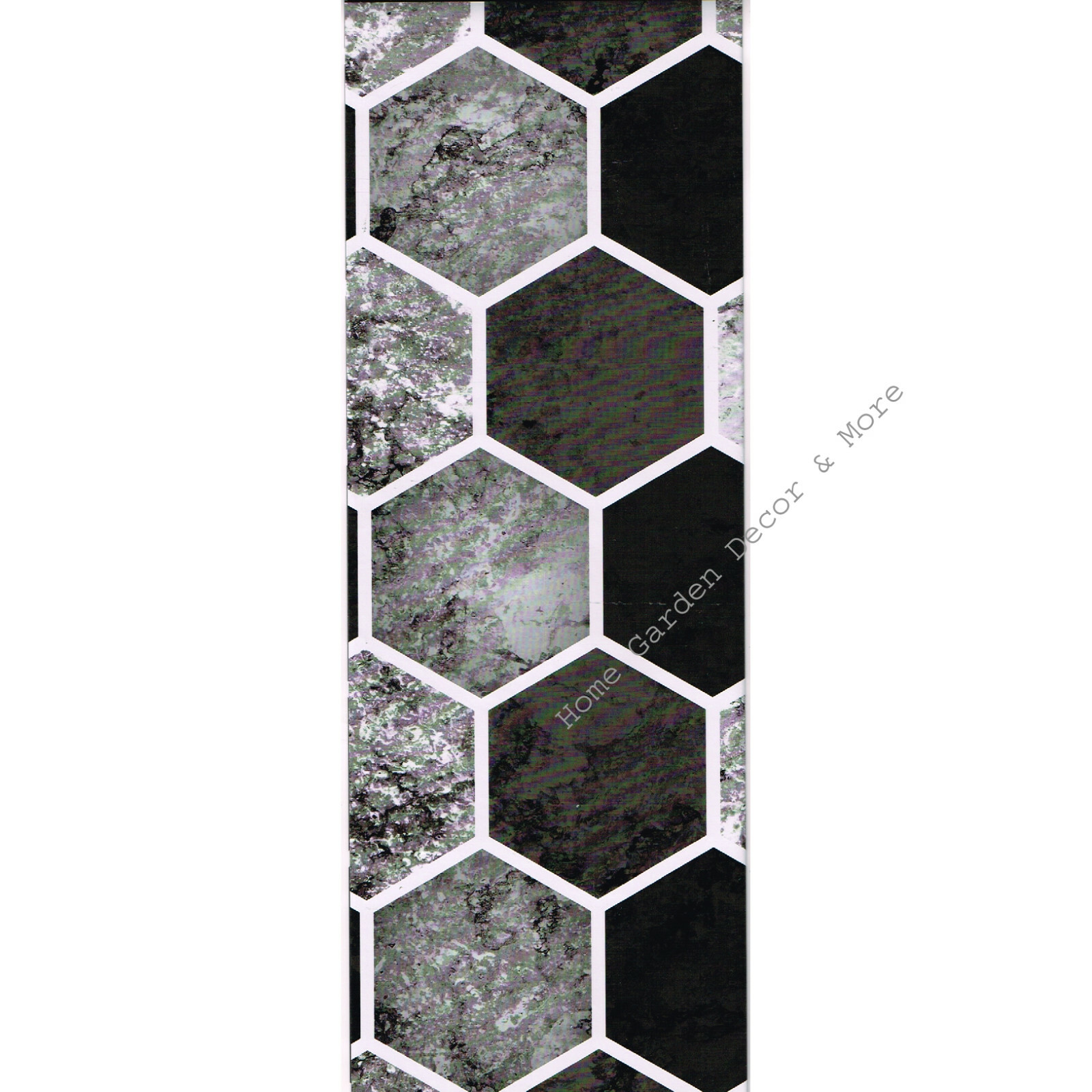 Black White Marble Tile Foil Backsplash Wall Art Decal 17.7" x 29.5" Peel Stick