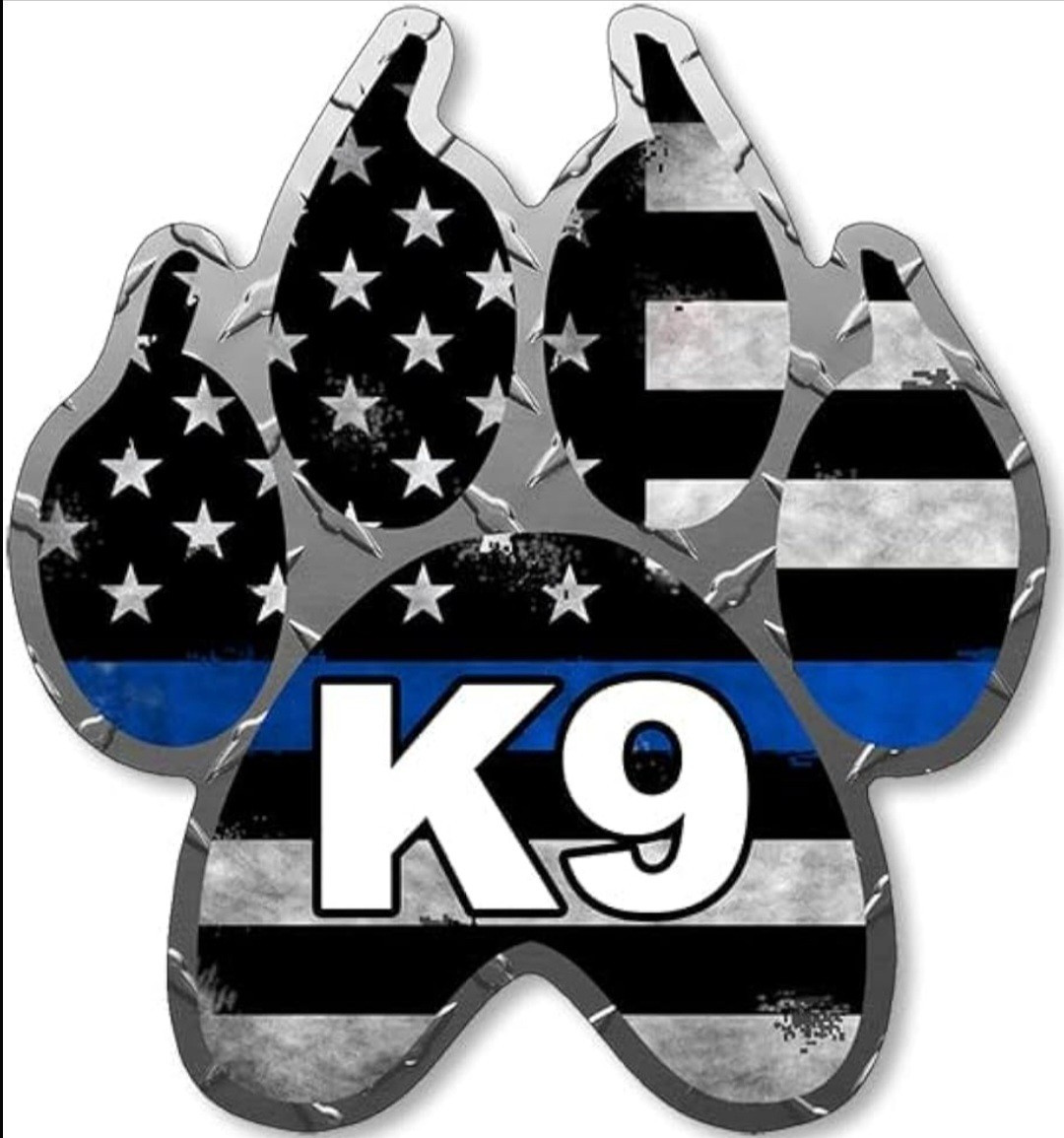 K-9 Paw Print Thin Blue Line American Flag Black White Blue Vinyl Sticker Decal