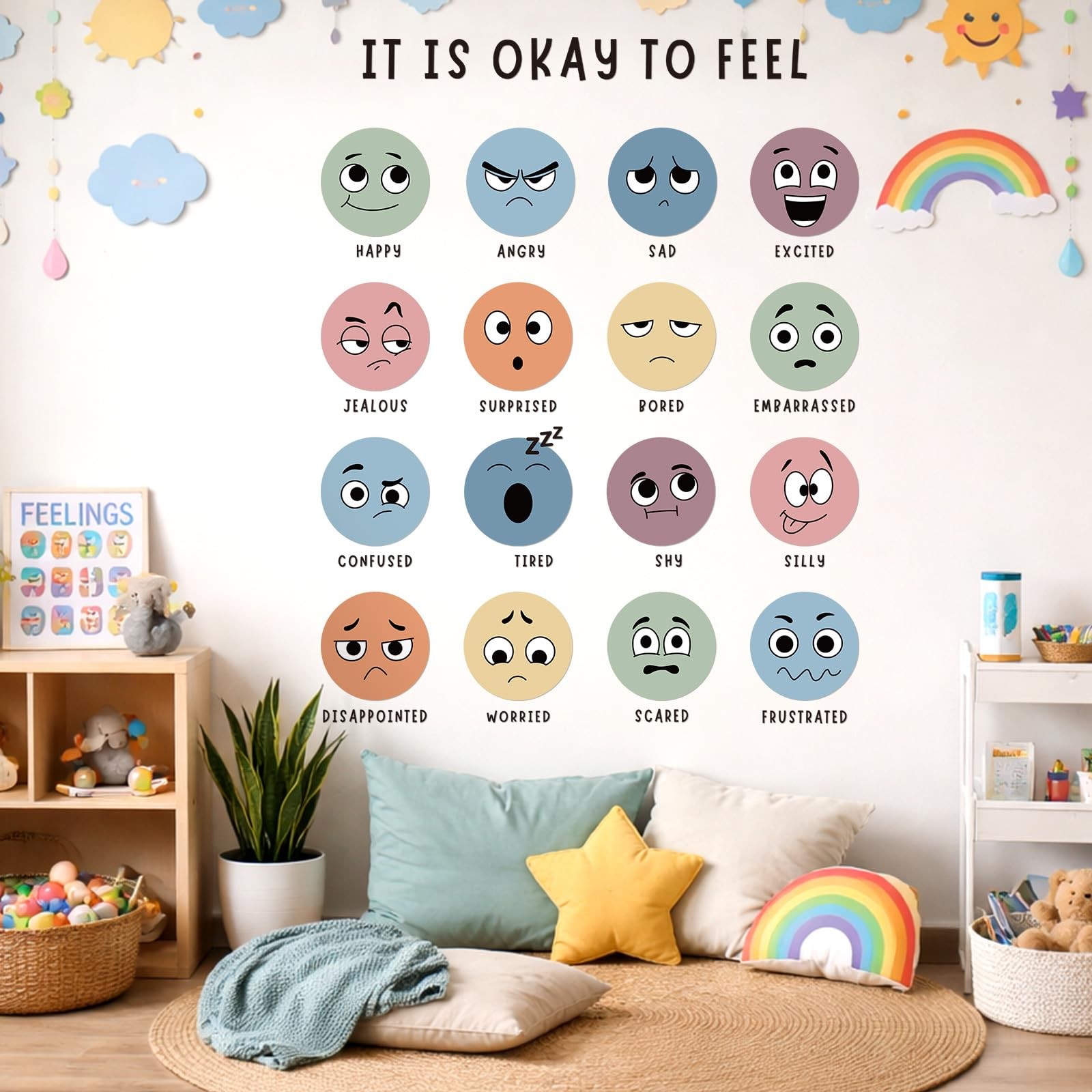 Feeling Emotion Chart Wall Decals Large Classroom Calm Down Corner It is Ok t…