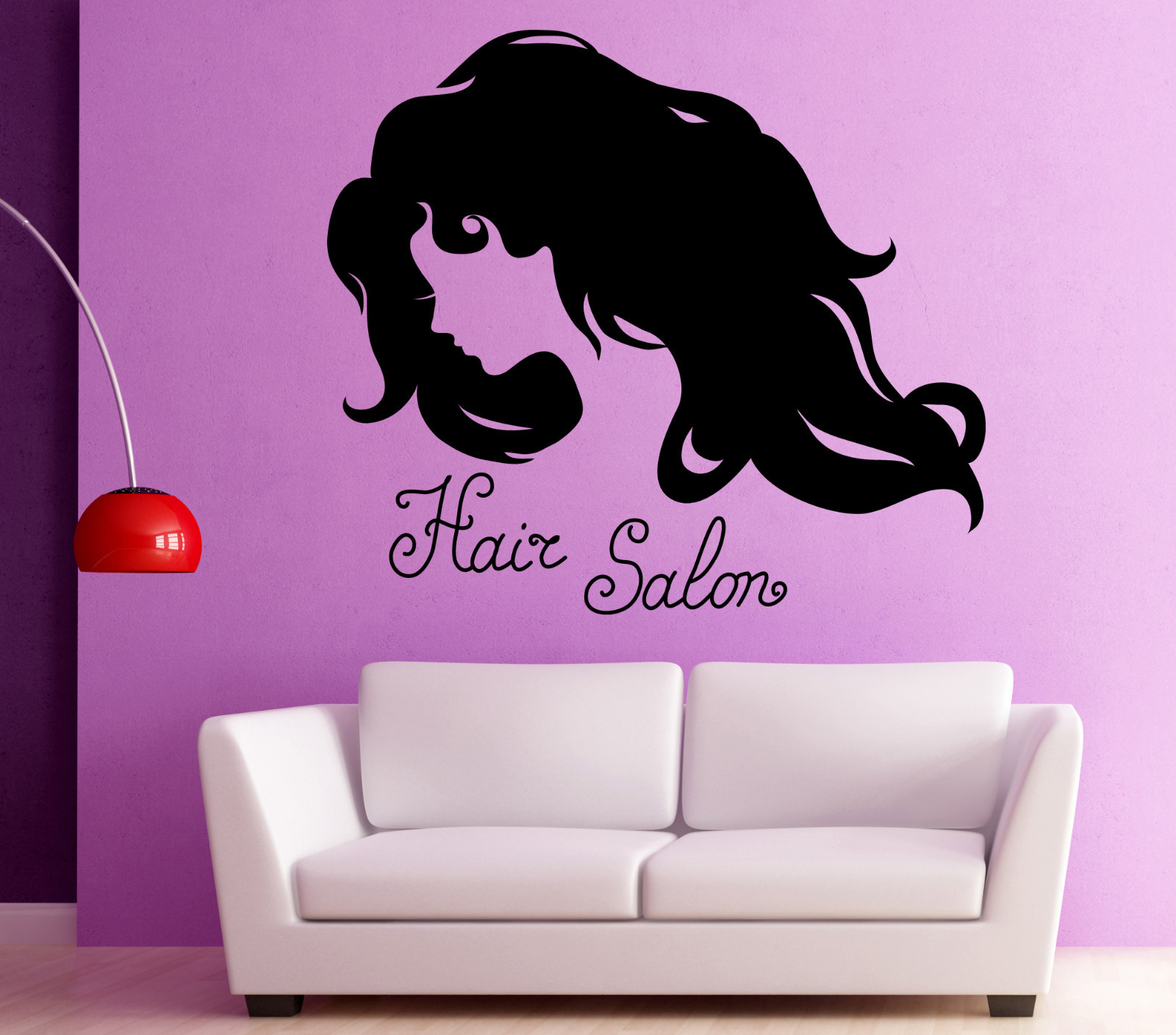 Vinyl Decal Silhouette Woman Face Long Wavy HairBeauty Salon Wall Sticker n977