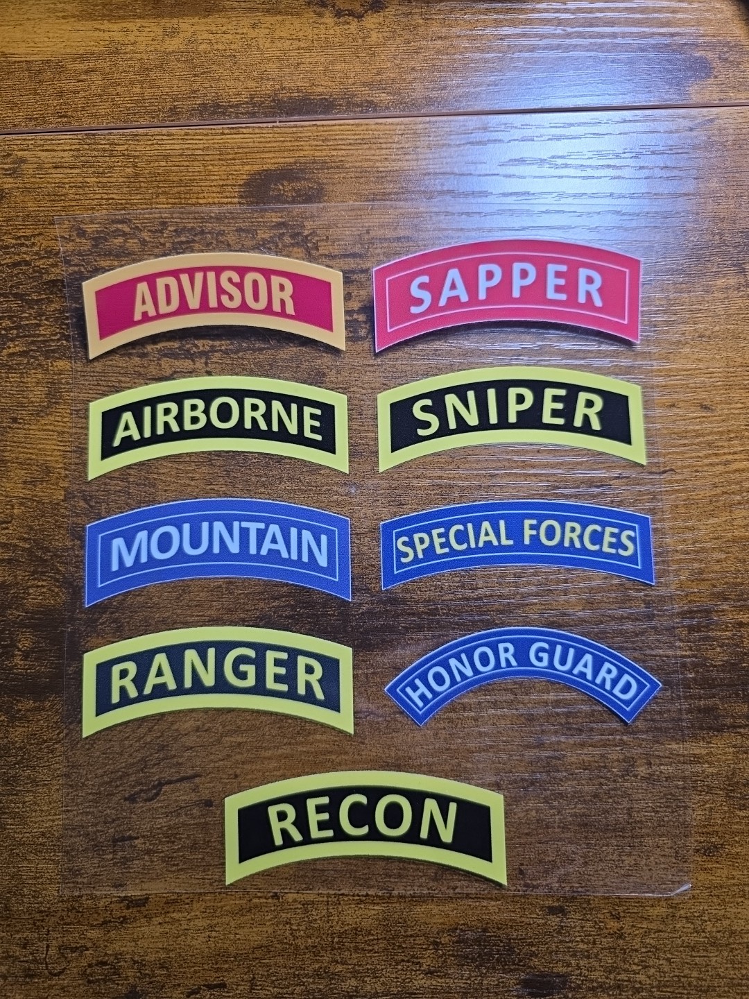 Army Shoulder 9 Tab Colored Bundle 3in UV DTF Decal Waterproof Made In USA