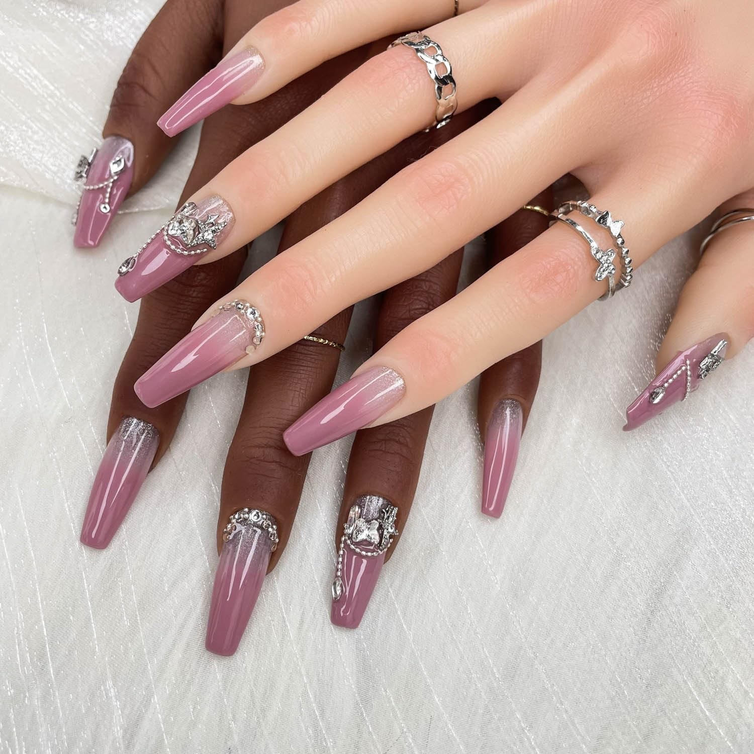 GGDDSHA Handmade Press On Nails, Luxury & Custom FakeNails 3D Handmade Reusable