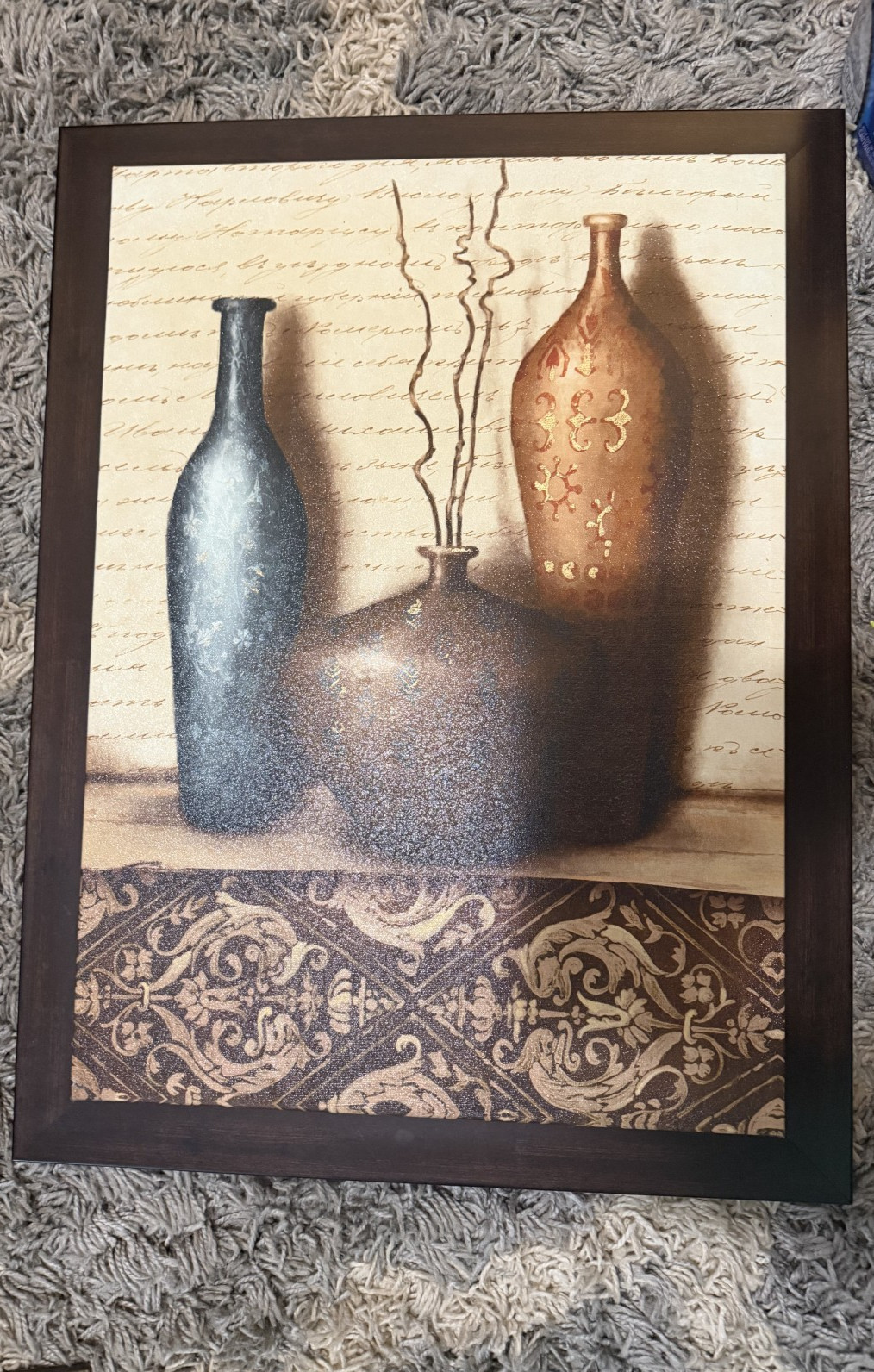 Wall Art Set of 2 Framed Canvas Still Life Vase Decor Neutral Brown Blue