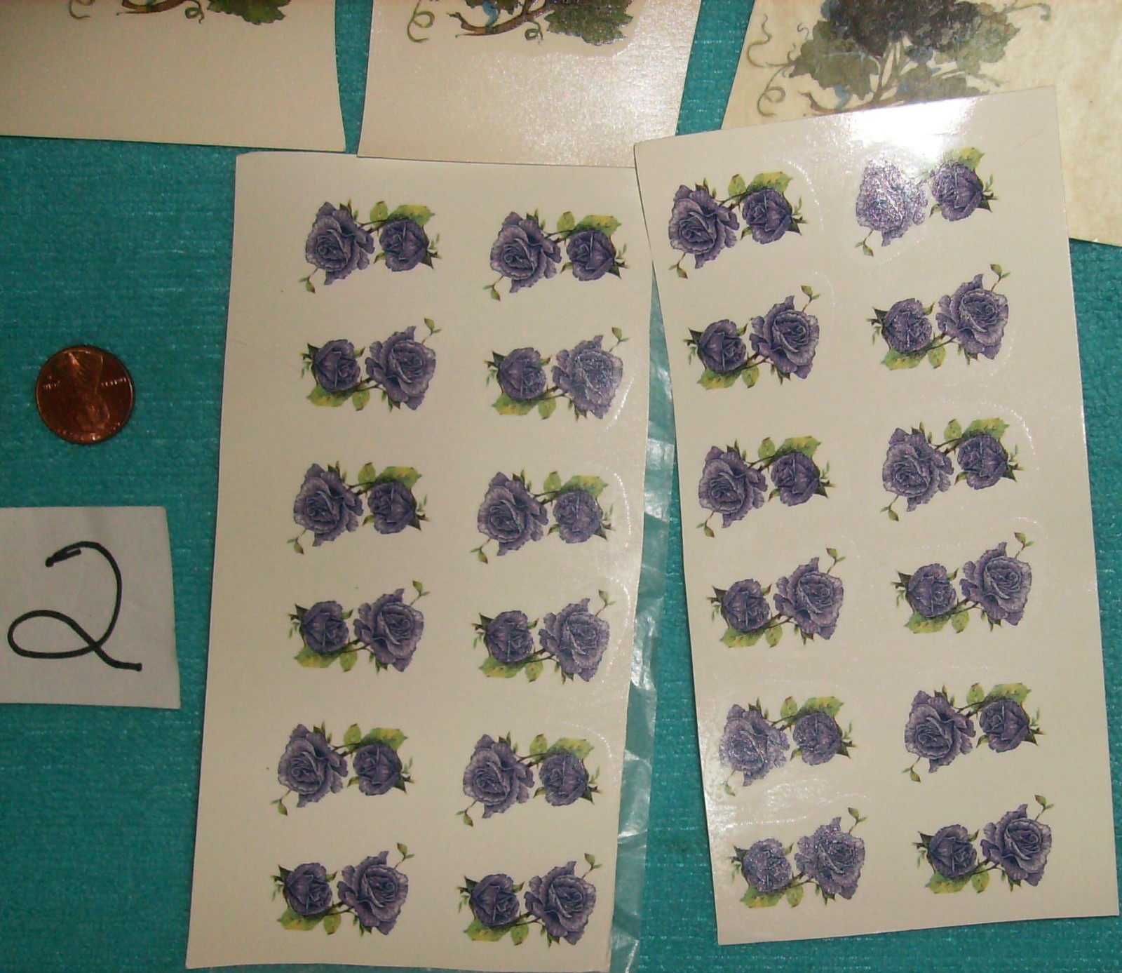 PURPLE ROSE DECAL 12 2" 48 1" 24 1/2" PURPLE GRAPES 12 3" x 2" Stickers NEW #2