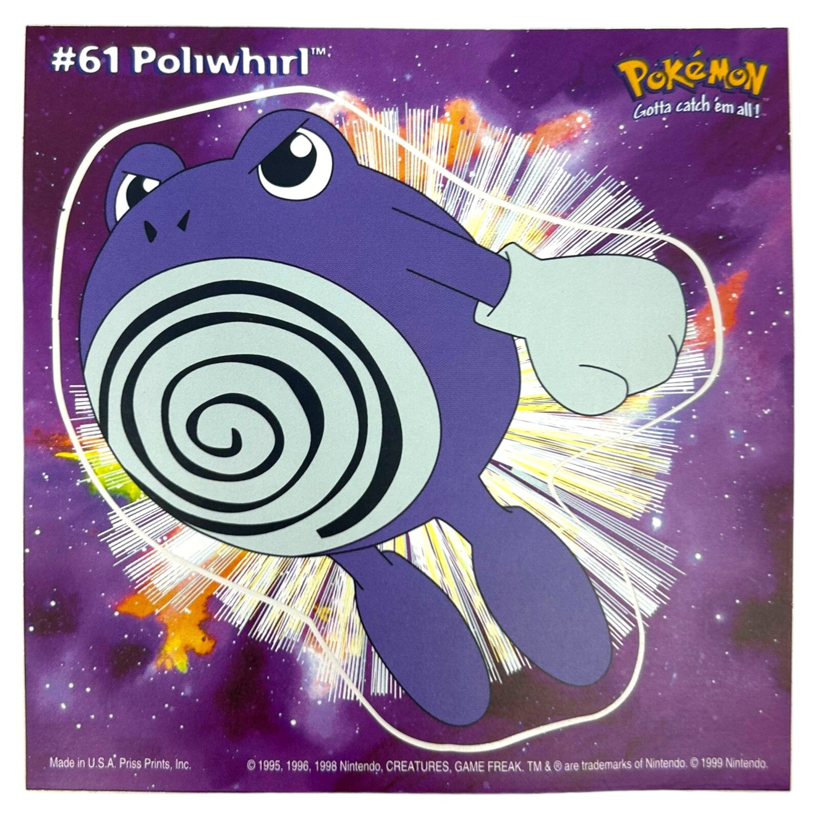 Pokemon Collect ’em Stick-Ups Poliwhirl #61 Large 4” Sticker Priss Prints