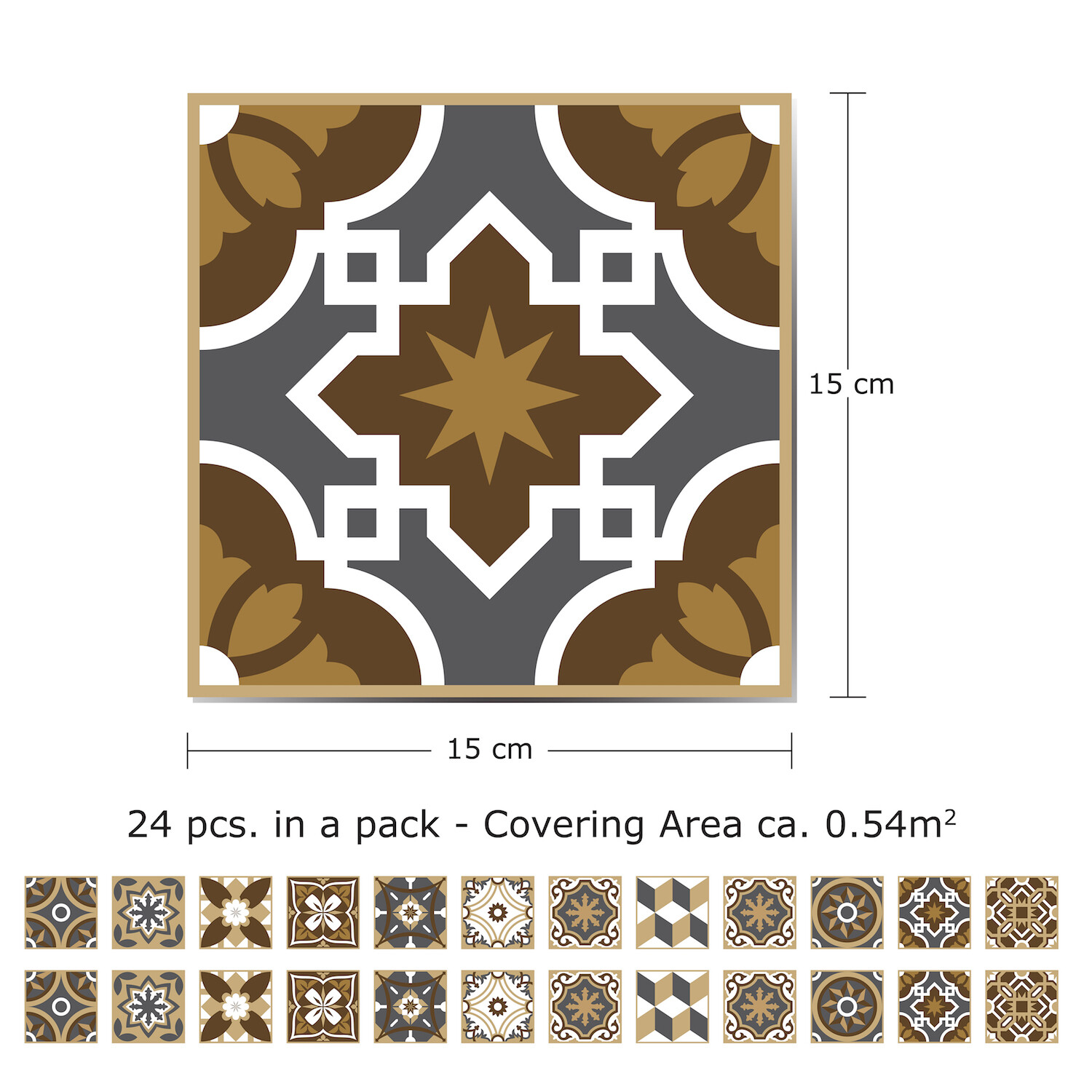 24pcs 6"x6" Dark Bronze Peel and Stick Tiles Sticker Backsplash Mosaic Decals