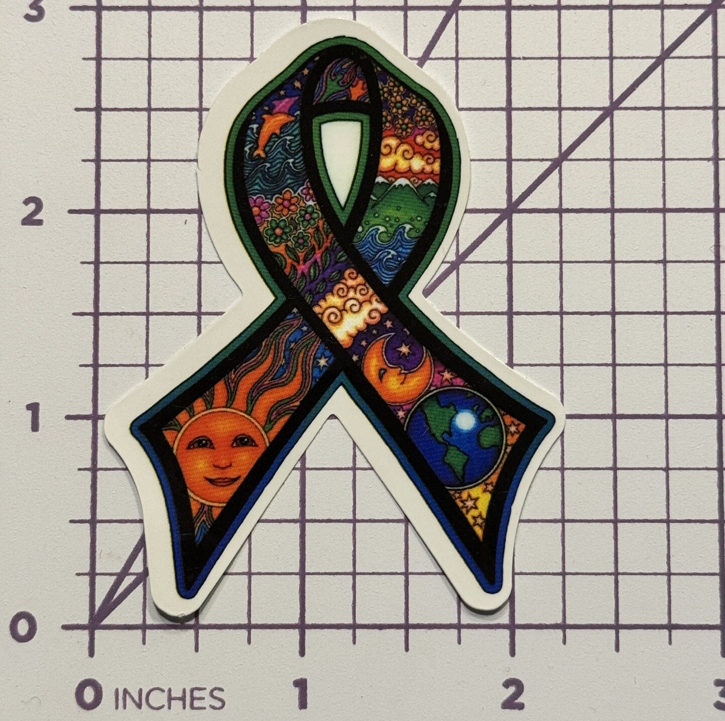 Awareness Ribbon – Hippie Theme Sun Earth – Vinyl Decal Sticker Bomb Peace Love