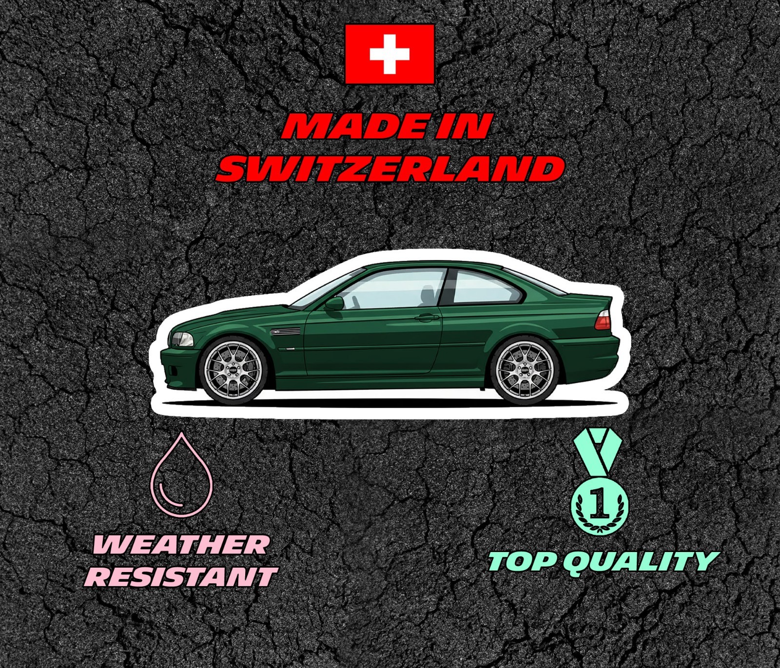 BMW M3 E46 Car Profile Sticker for Laptop, Phone Case, Book, Window, Kids etc.
