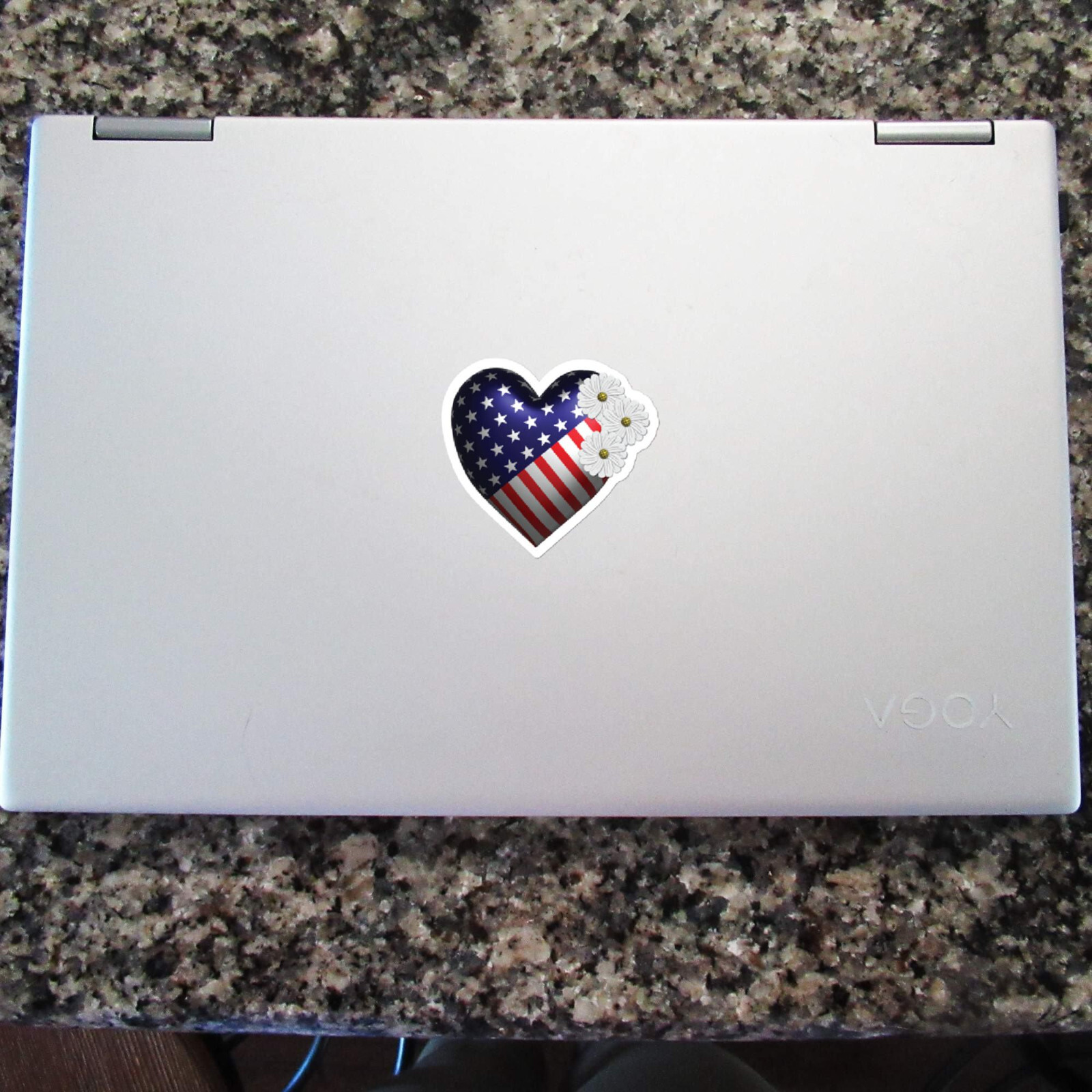 Usa Flag Heart Shaped Vinyl Stickers Cut to Shape Waterproof Decal Laptop Car