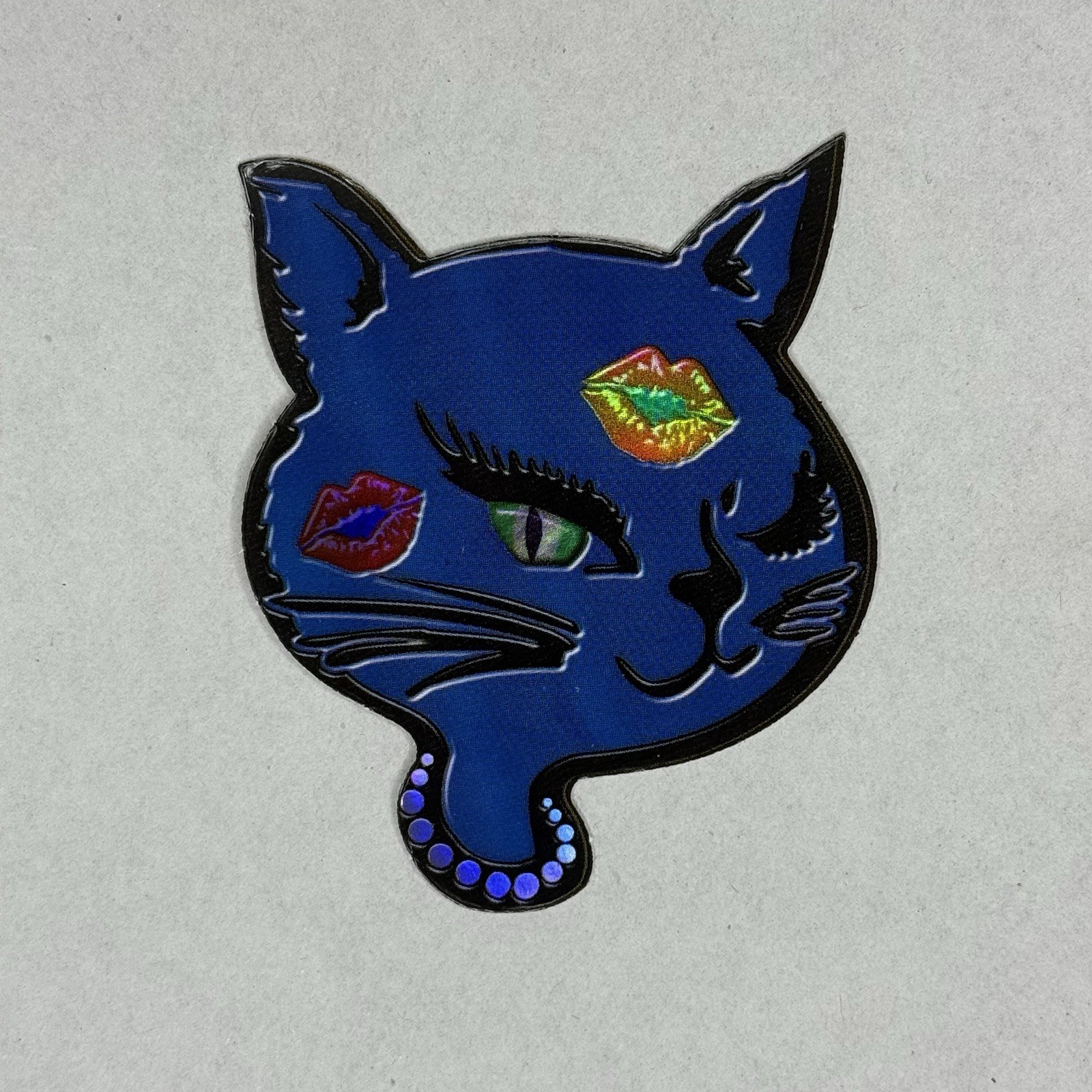 Vintage Winking Cat Vending Stickers 2001 Prism Foil Y2K