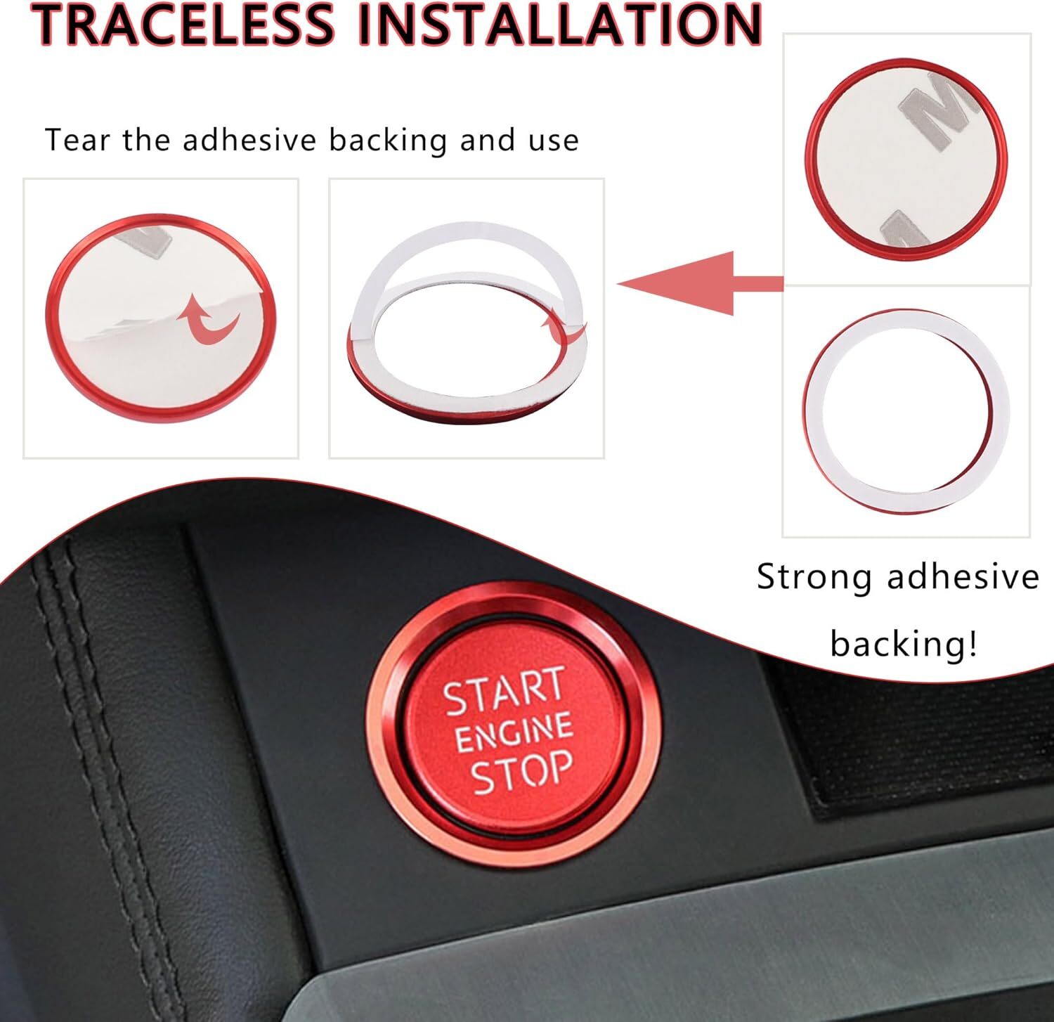 Car Push Start Button Cover Compatible with Audi,Cool Aluminum Engine Start Butt