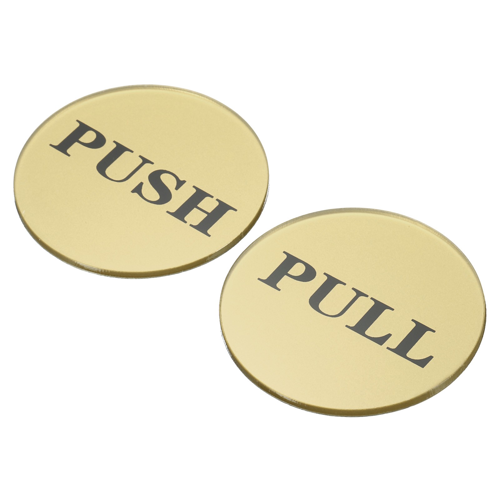 4Pcs Push Pull Door Sign Adhesive Round Acrylic Wall Sticker Marker Golden