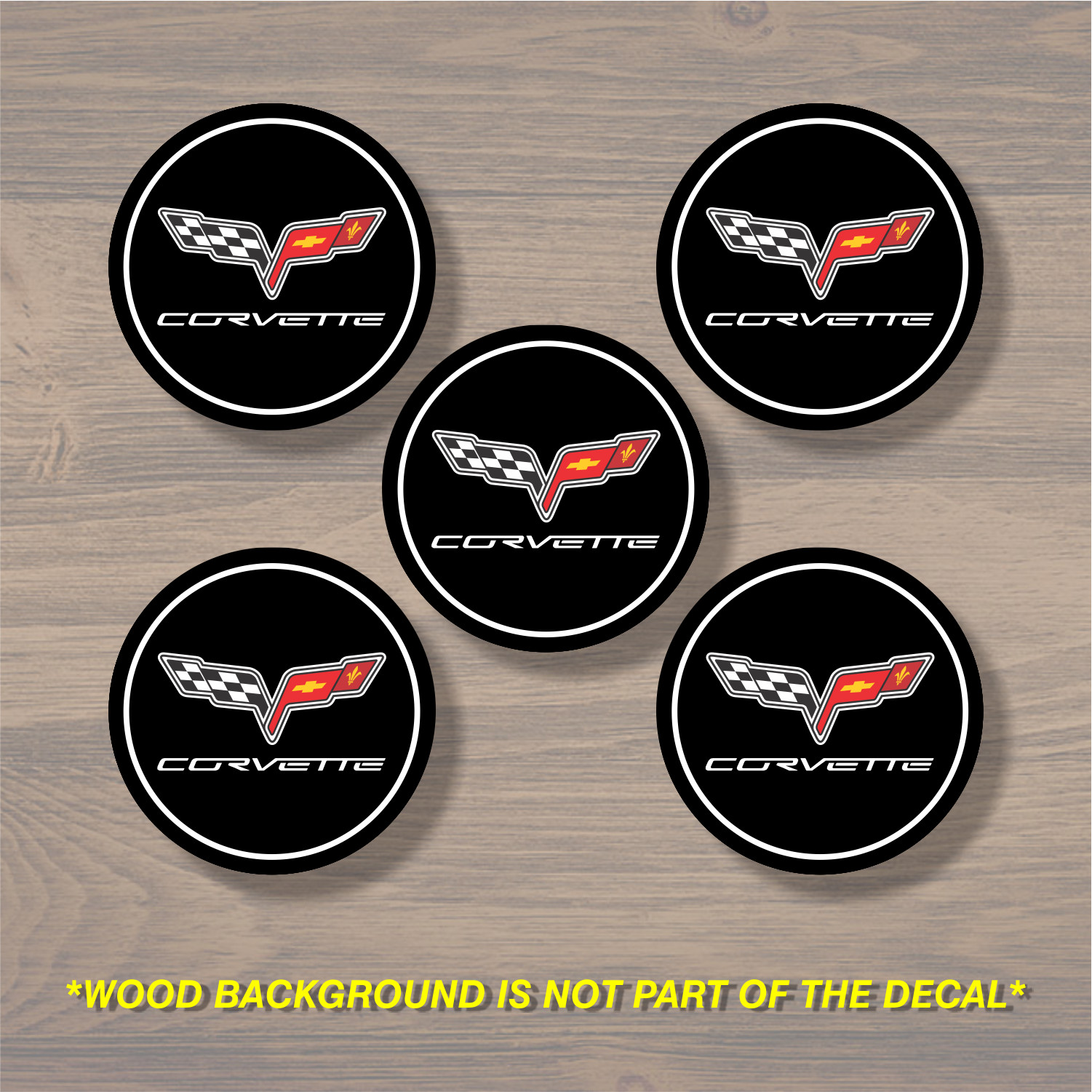 Vinyl Decal Sticker Overlays Fits Corvette Wheel Center Cap x5
