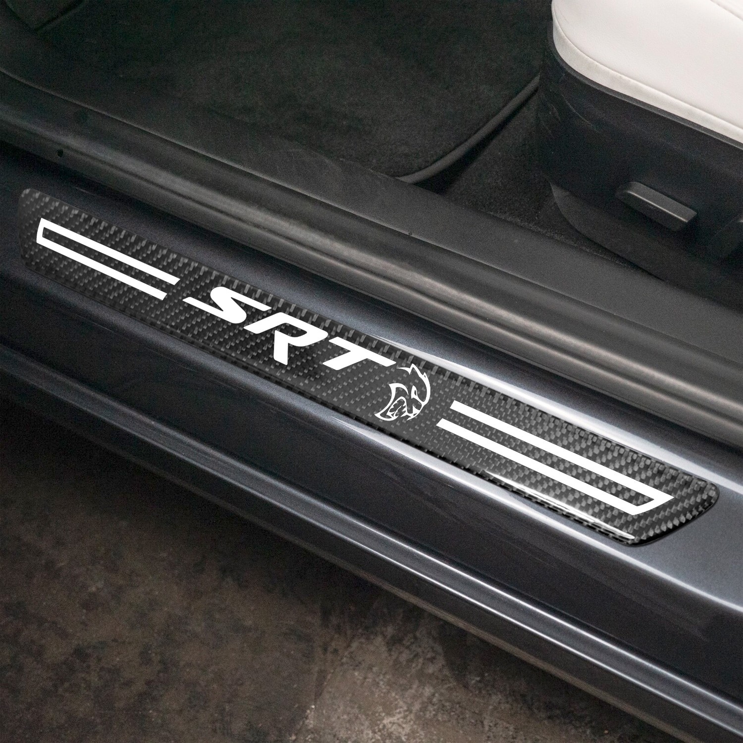 Dodge SRT Hellcat Real Carbon Fiber 4 Pcs Door Sill Kick Plates