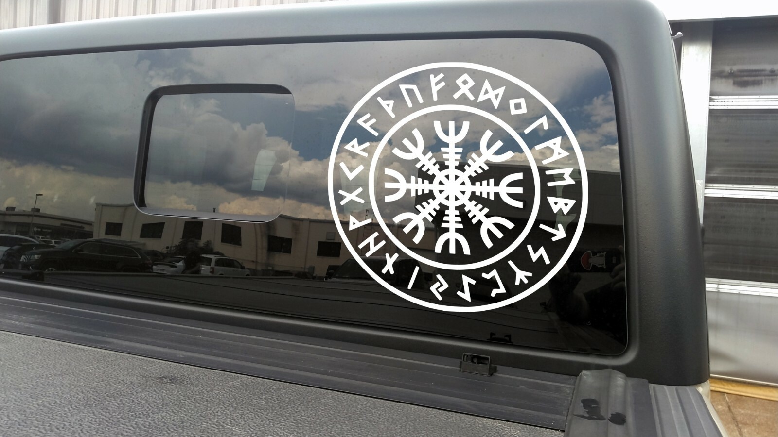 Helm of Awe Terror V5 in Runic Circle Vinyl Celtic | Nordic Viking Runes Sticker