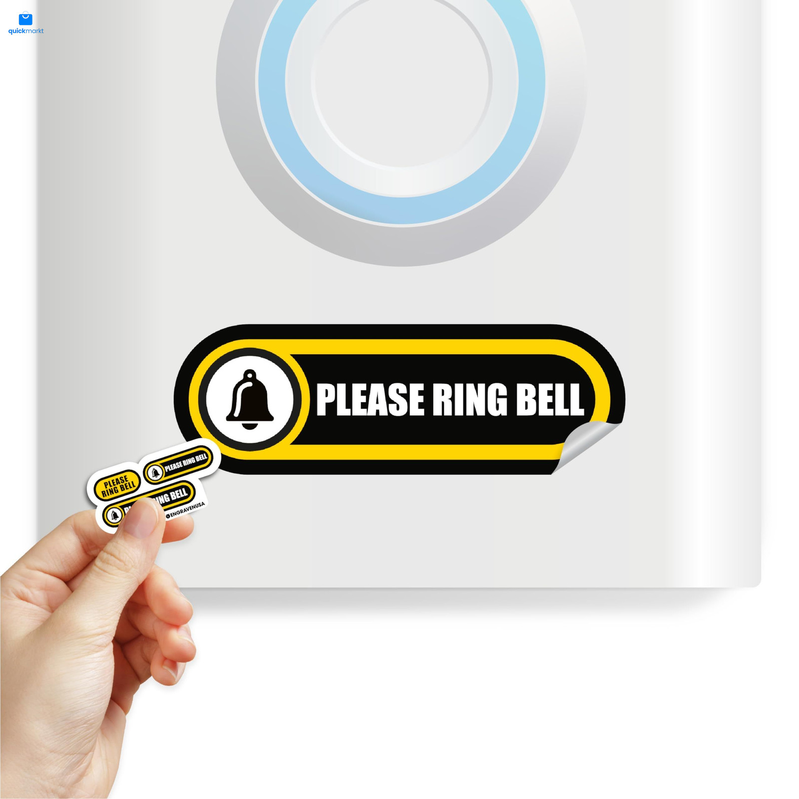 Tiny Please Ring 1×0.5 inches, 1.5×0.5 2×0.5 Yellow – 3 sizes
