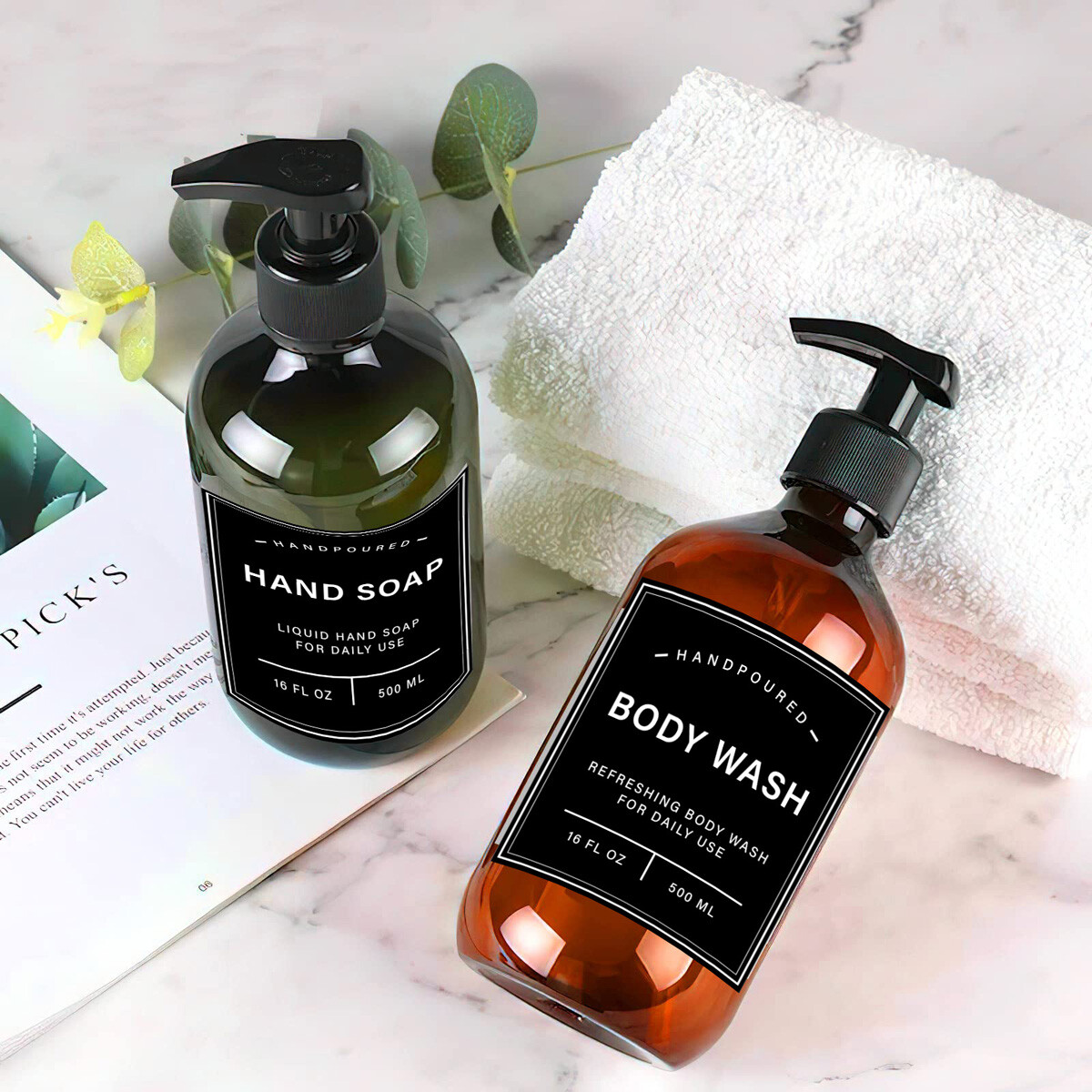 Shampoo Bottle Label Sticker Waterproof Body Wash Lotion Hand Dish Soap Decal