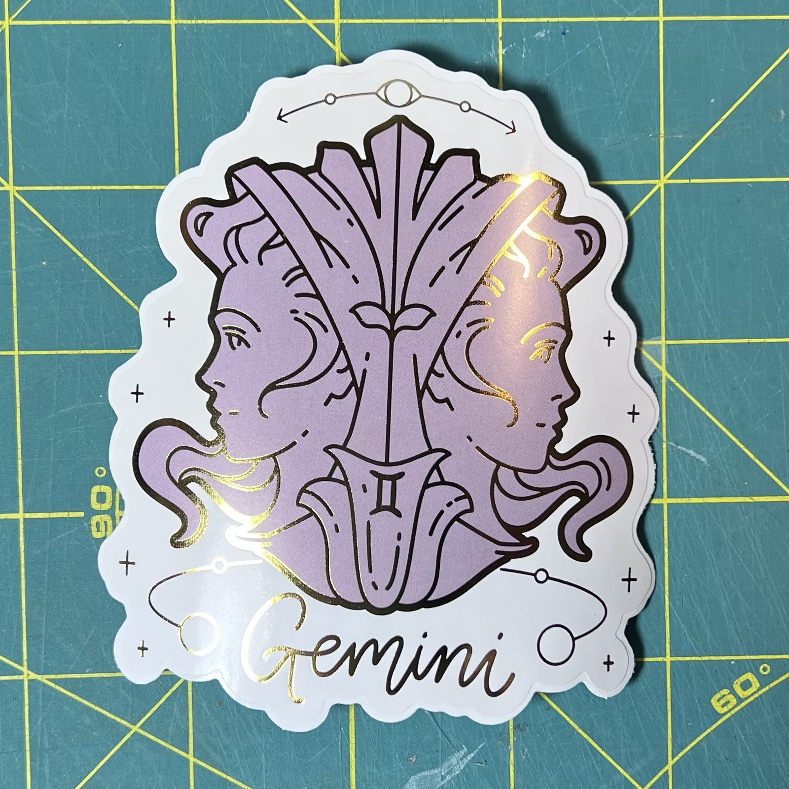 Gemini Vinyl Diecut Sticker UV Fade Resistant Dishwasher Safe 3.5” X 3.5”