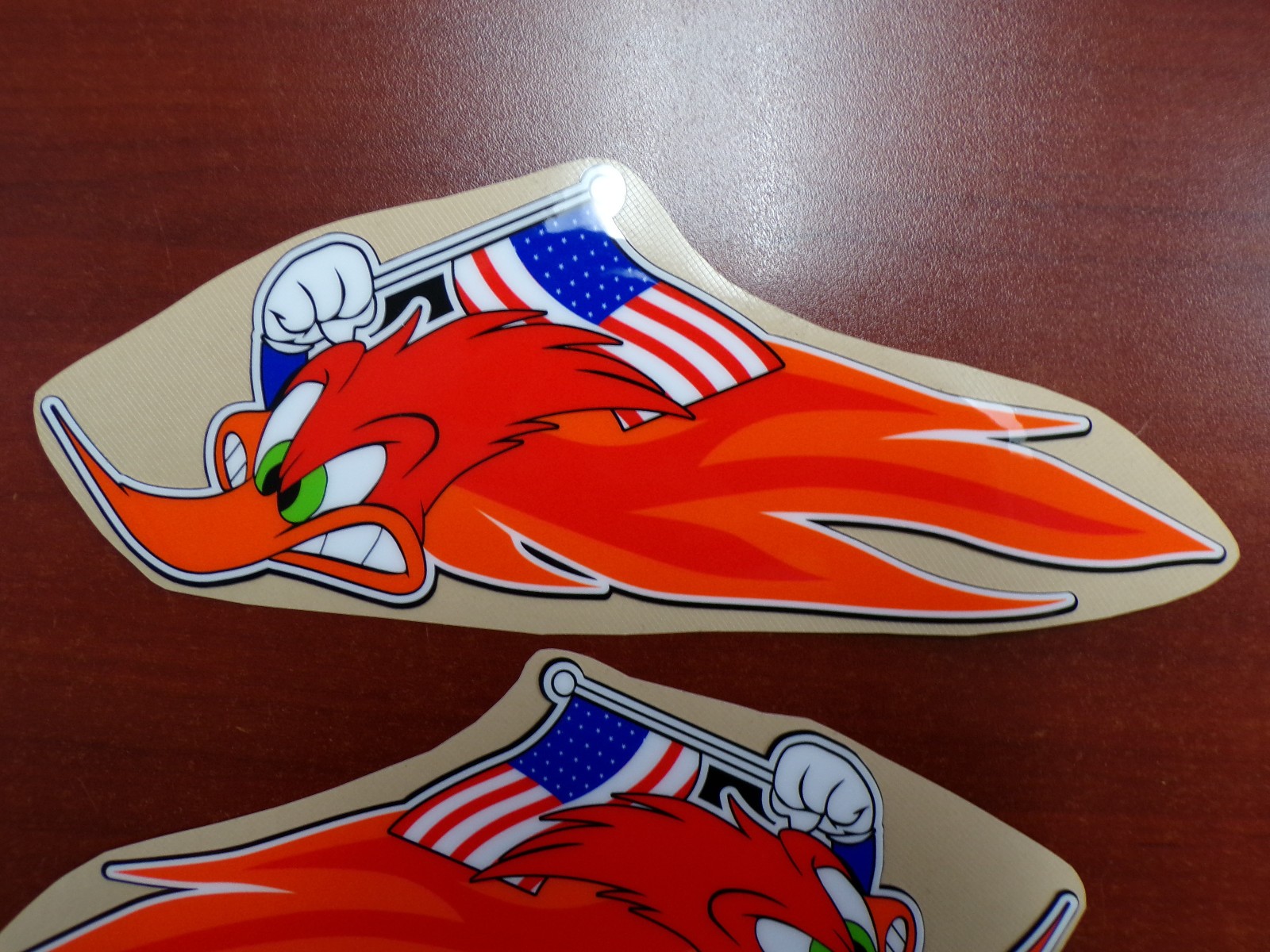 HONDA OLD SCHOOL USA MADE FLAG CORRECT WOODY WOODPECKER GRAPHIC STICKER OUTLINED