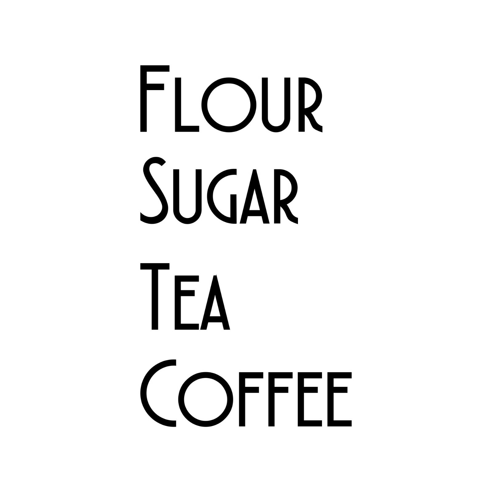 Set of 4 Canister Labels V4 Vinyl Stickers Kitchen Flour Sugar Tea Coffee – Deco