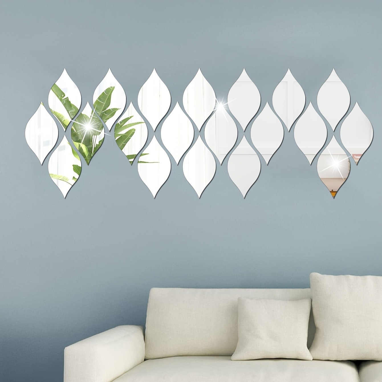 Removable Mirror Tile Waterdrop Shape Peel And Stick Bedroom Hanging Decor