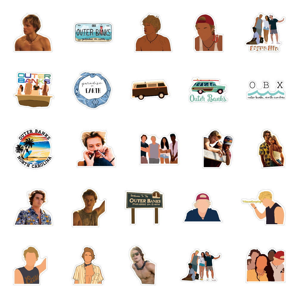 100Pcs Outer Banks Stickers for Kids Water Bottle Laptop Waterproof Scrapbooking