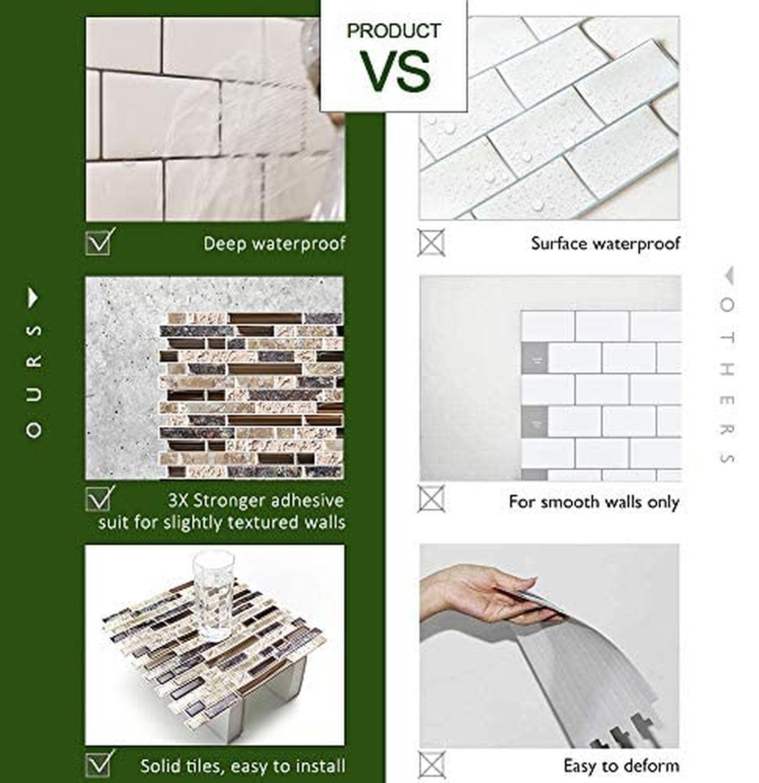 STICKGOO 10-Sheet Peel and Stick Wall Tile, Self-Adhesive Kitchen Backsplash …