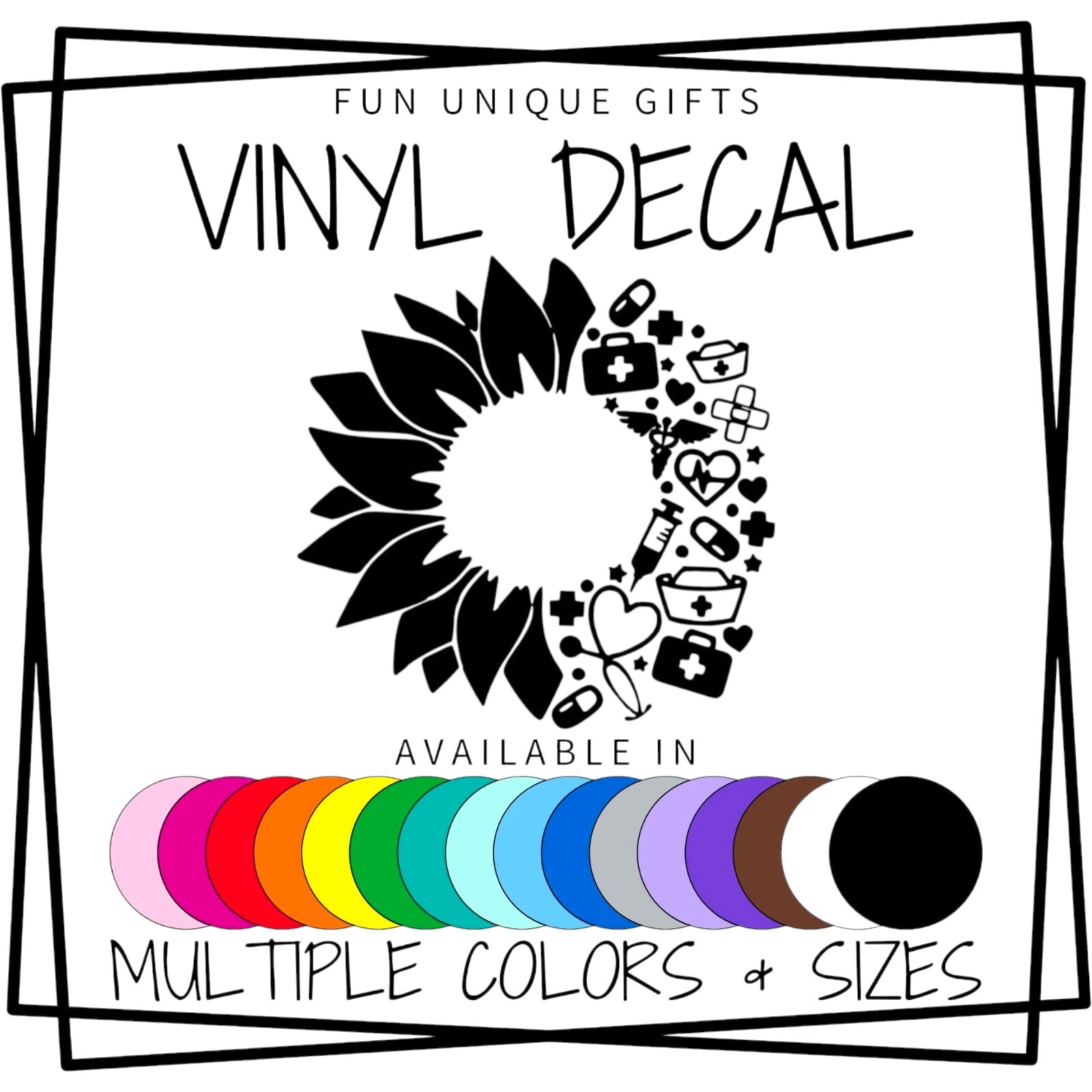 Nurse Sunflower Vinyl Decal Sticker -Multiple Colors & Sizes- FREE SHIPPING