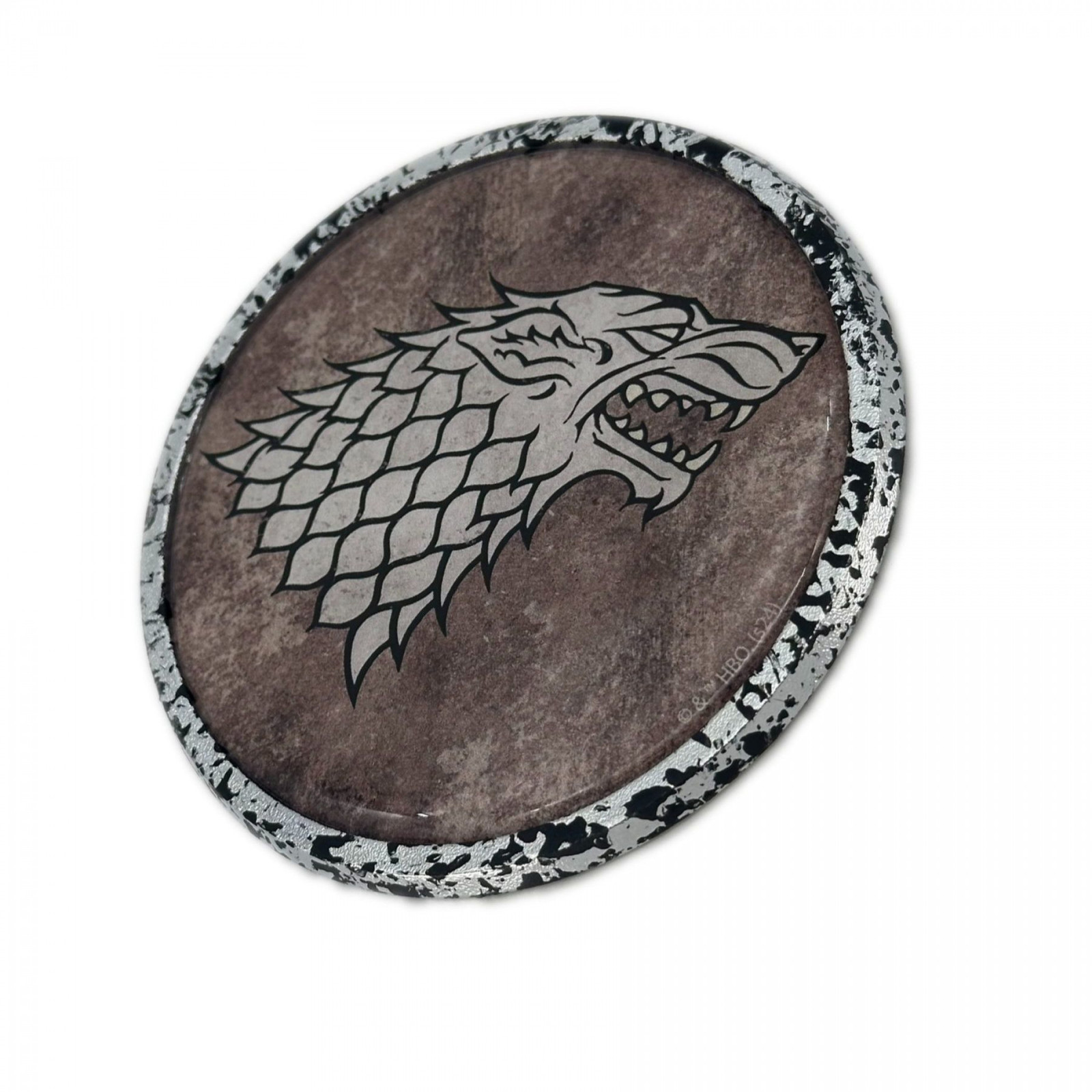 Game of Thrones House Stark Distressed Chrome Metal Car Emblem Multi-Color