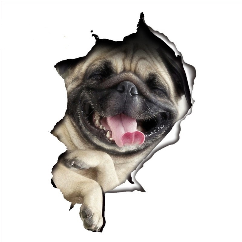 PUG in a HOLE 3D Removable 11" x 7" Die-cut Wall / Refrigerator Decal (#14110)
