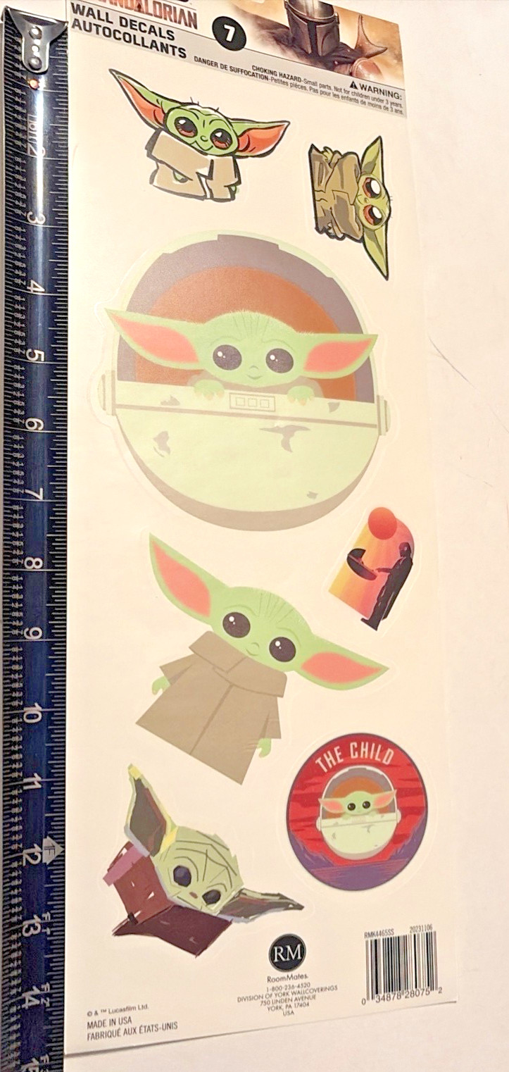 Room Mates Star Wars Wall Decals Mandalorian Baby Yoda The Child Peel and Stick