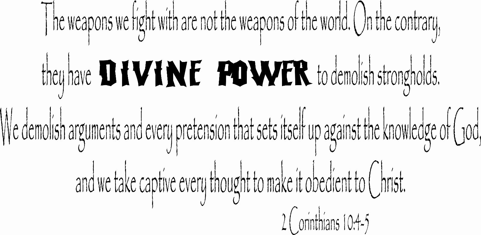 2 Corinthians 10:4-5 11"x 22" Bible Verse Wall Decal ~ Scripture Wall Art