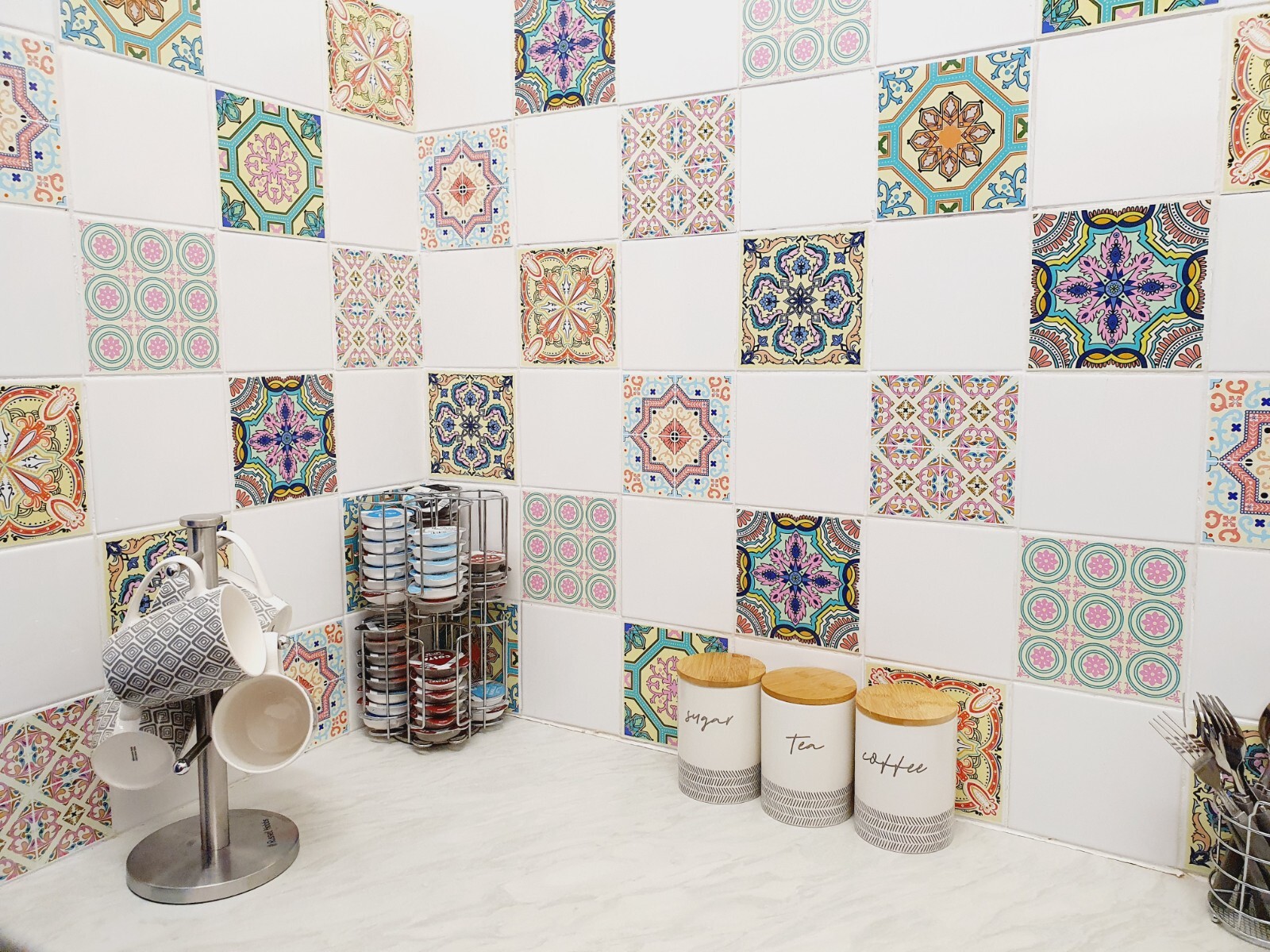 Mosaic Tile Stickers, 100mm x 100mm, 24 or 48 Pack Kitchen Bathroom 4 Inch C3