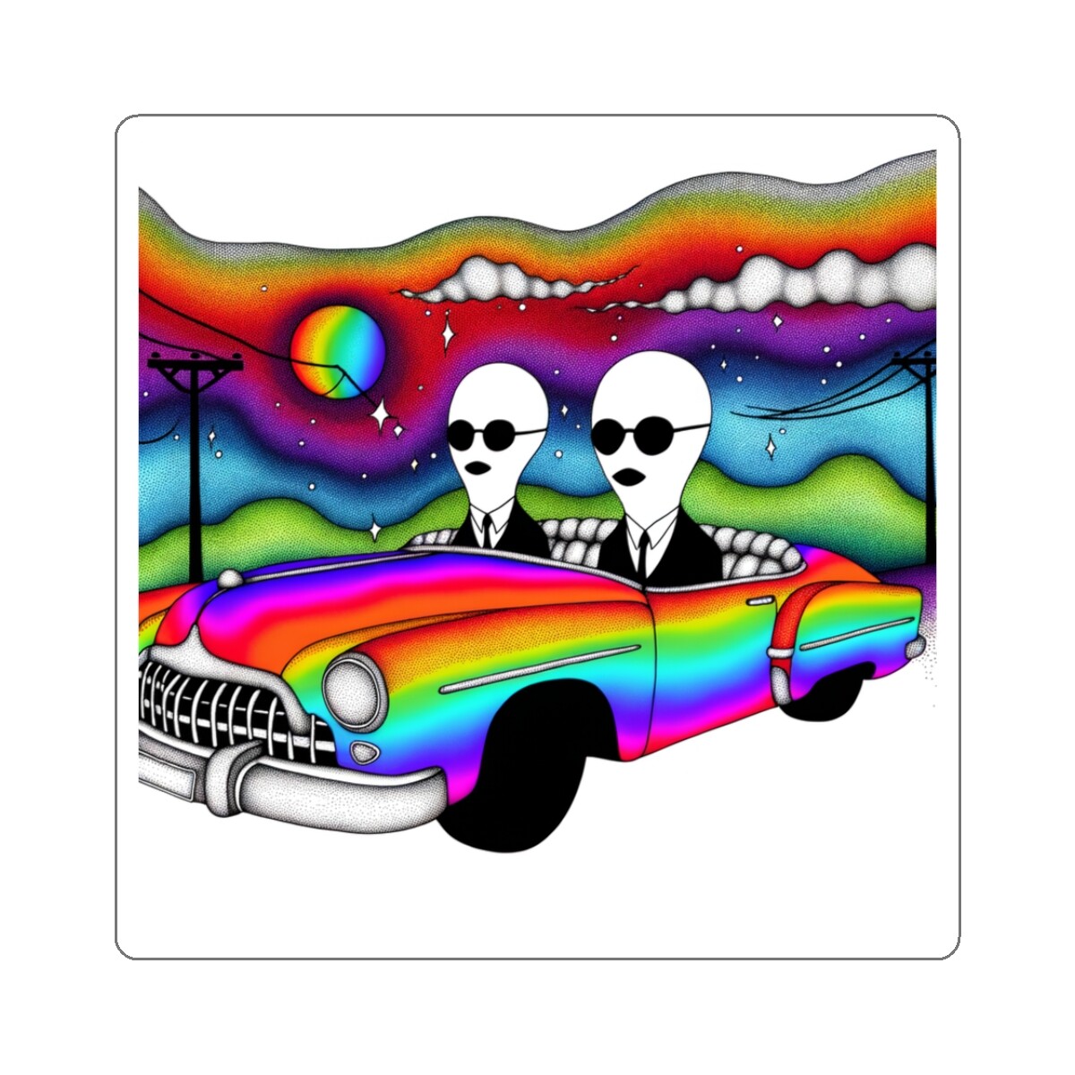 Sticker Ghost Figures Rainbow Car Art 2×2 3×3 4×4 6×6