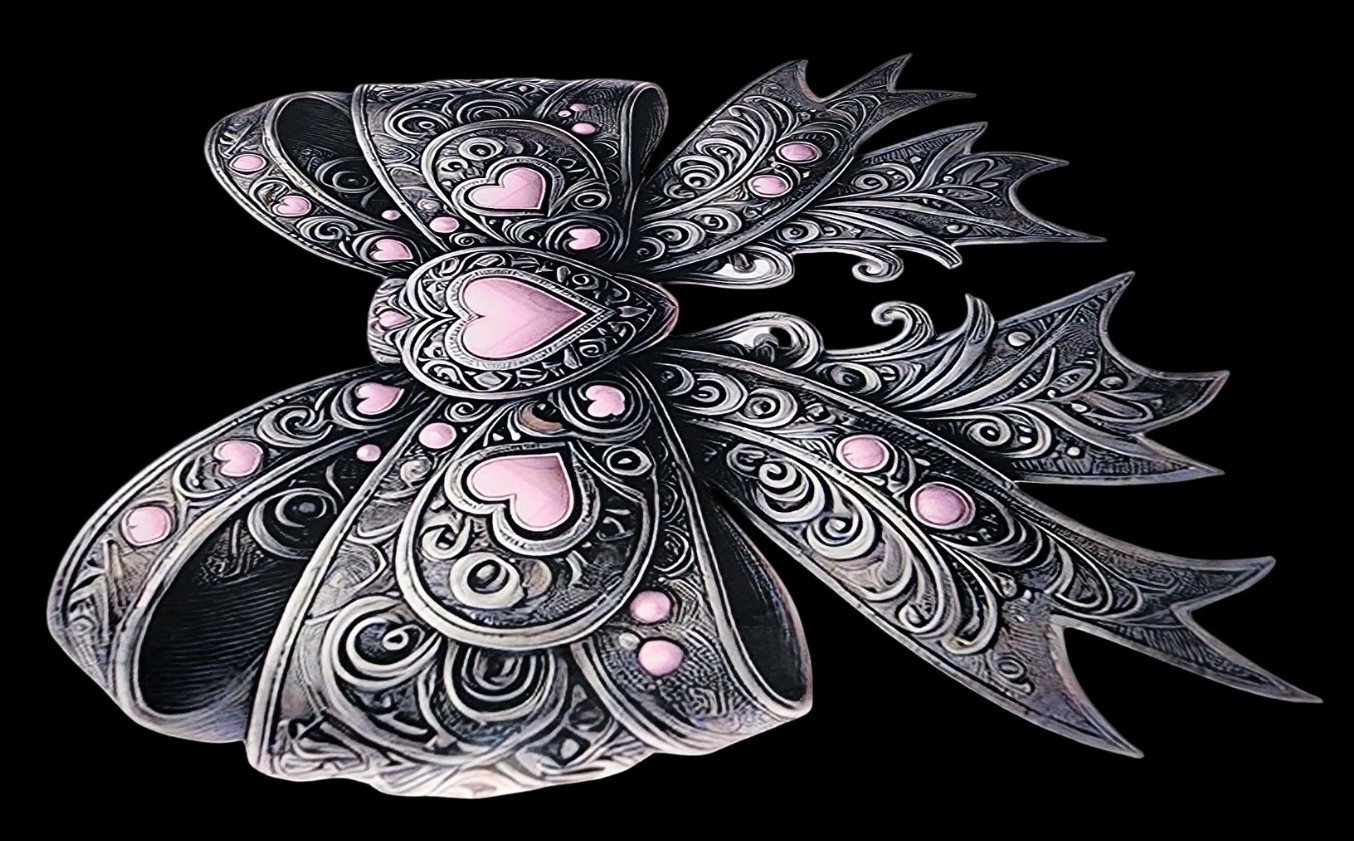 Black & Pink Goth Bow Waterproof Car Decal Wall Poster Vinyl Sticker Horror Cute