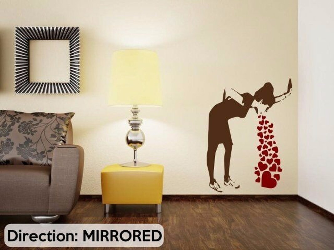 Banksy Love Hearts Drunk Lady Puking Sick Wall Sticker Iconic Graffiti Art Decal