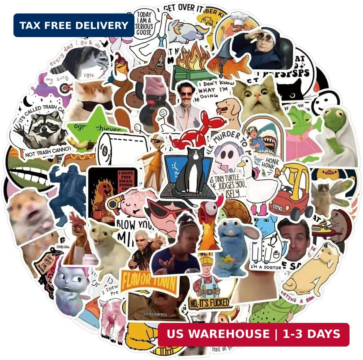 110 PCS Funny Stickers Prank Meme Stickers Pack Vinyl Waterproof Cool Decals for