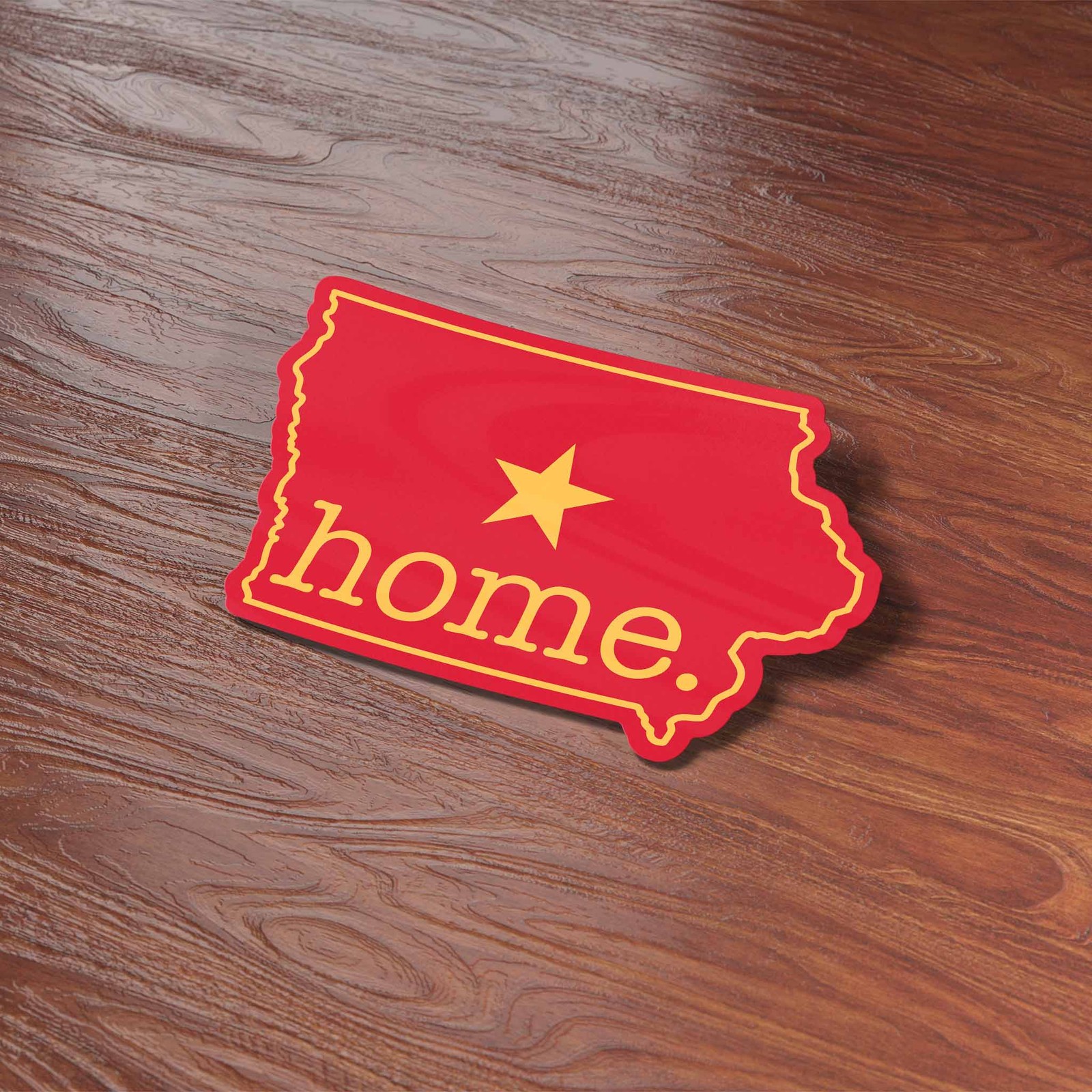 Red Iowa Home Sticker – Cute Ames IA Midwest Decal